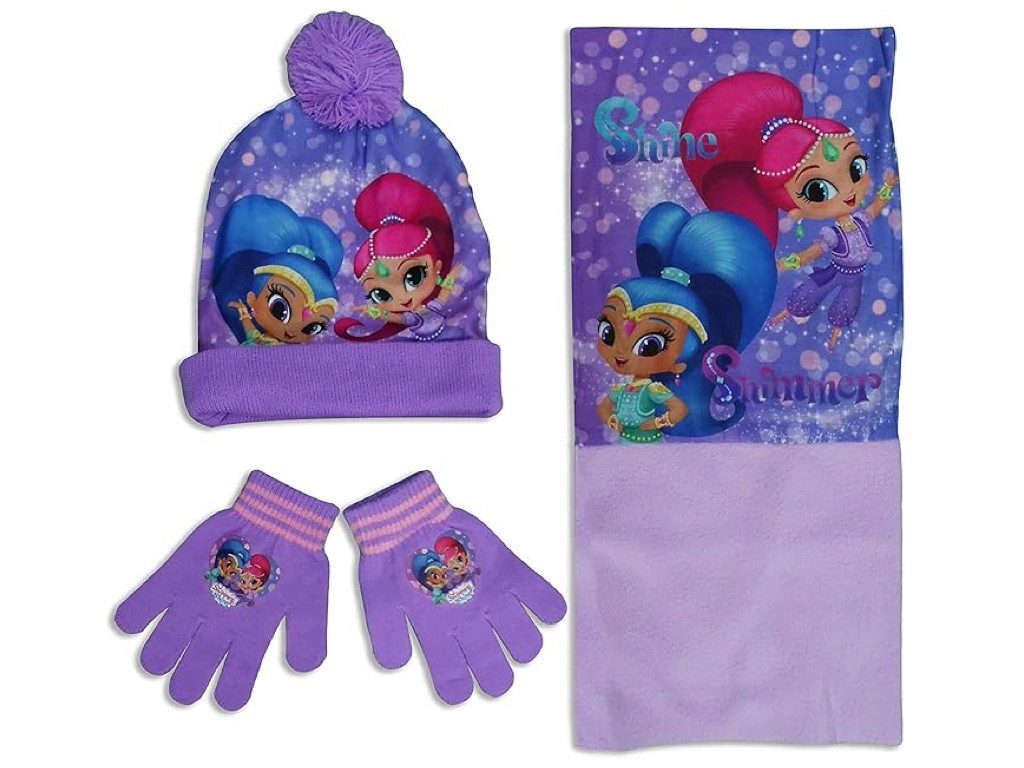 Shimmer & Shine Mütze & Schal & Handschuhe Set lila