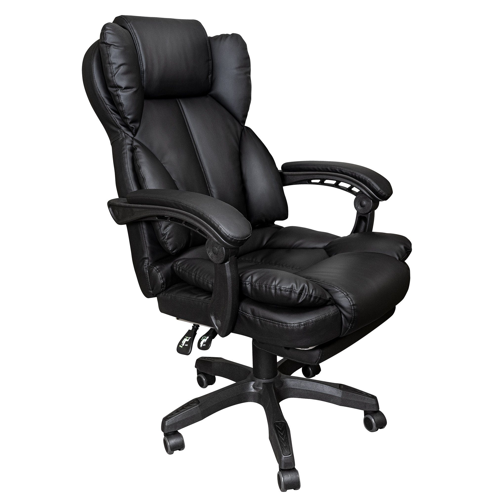 TRISENS Chefsessel Ares (einzeln), Bürostuhl mit flexiblen Armlehnen Home Office Chair in Stoff-Design Schwarz - Kunstleder