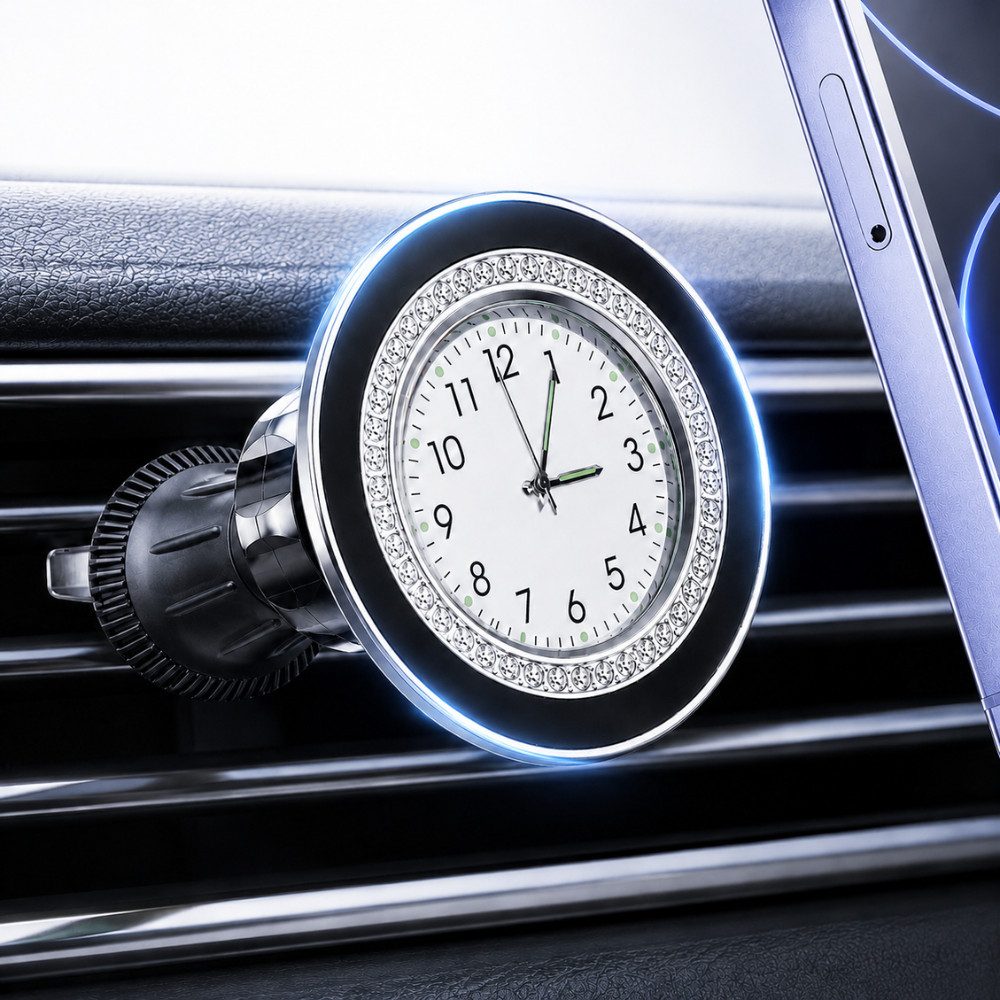 NEXGEN LUXUS HANDY-ZUBEHÖR Smartphone-Halterung Handyhalterung Auto Magnet KFZ Smartphone Halterung mit Uhr NEU, (Deutsche Marke, N52 Magnetkraft, Extra stabiler Halt)