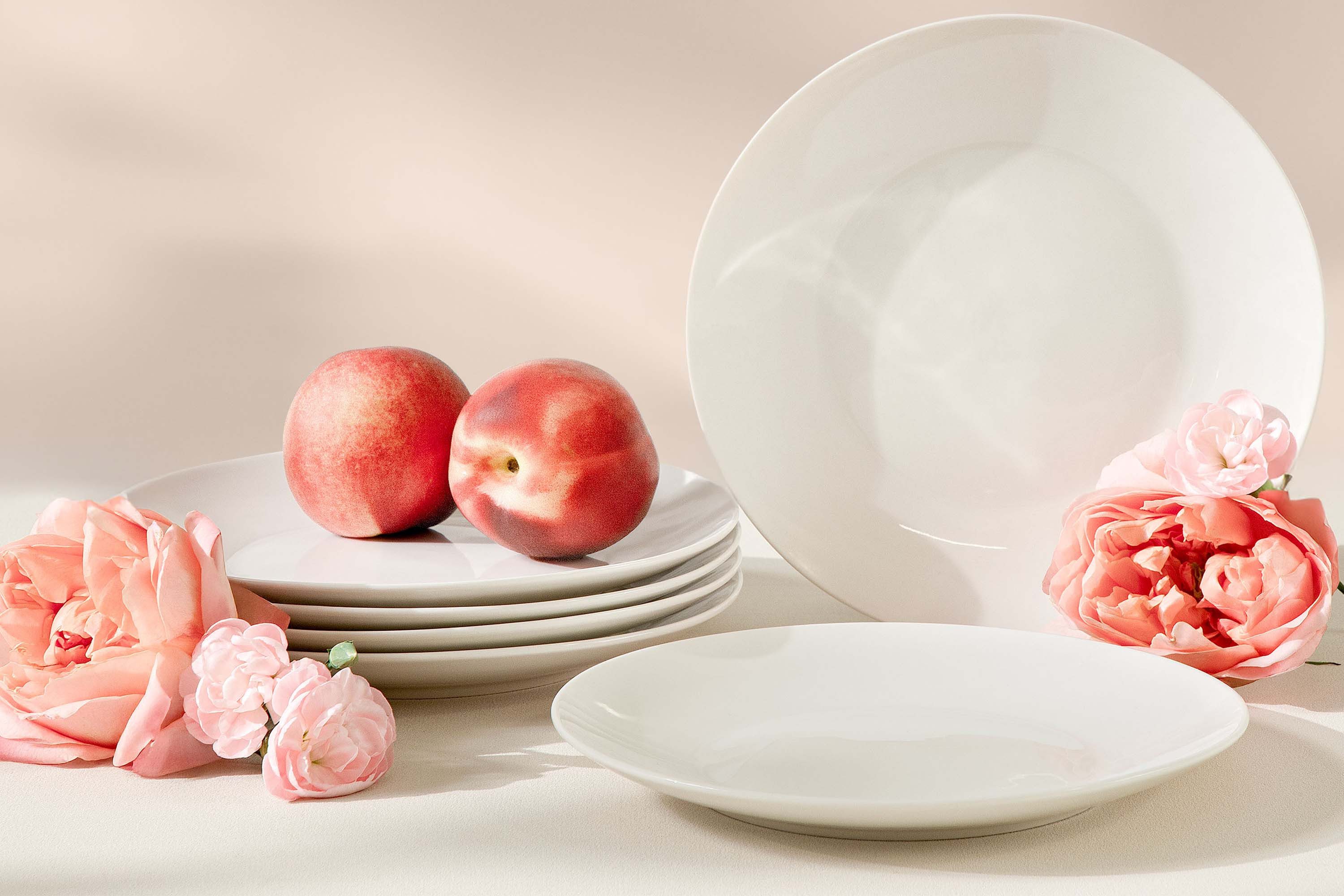 KONSIMO® Tafelservice AD BELLA Teller-Set, 6x Dessertteller, Hartporzellan, ecrufarben (6-tlg), 6 Personen, Porzellan, spülmaschinengeeignet, mikrowellengeeignet, zeitloses Design