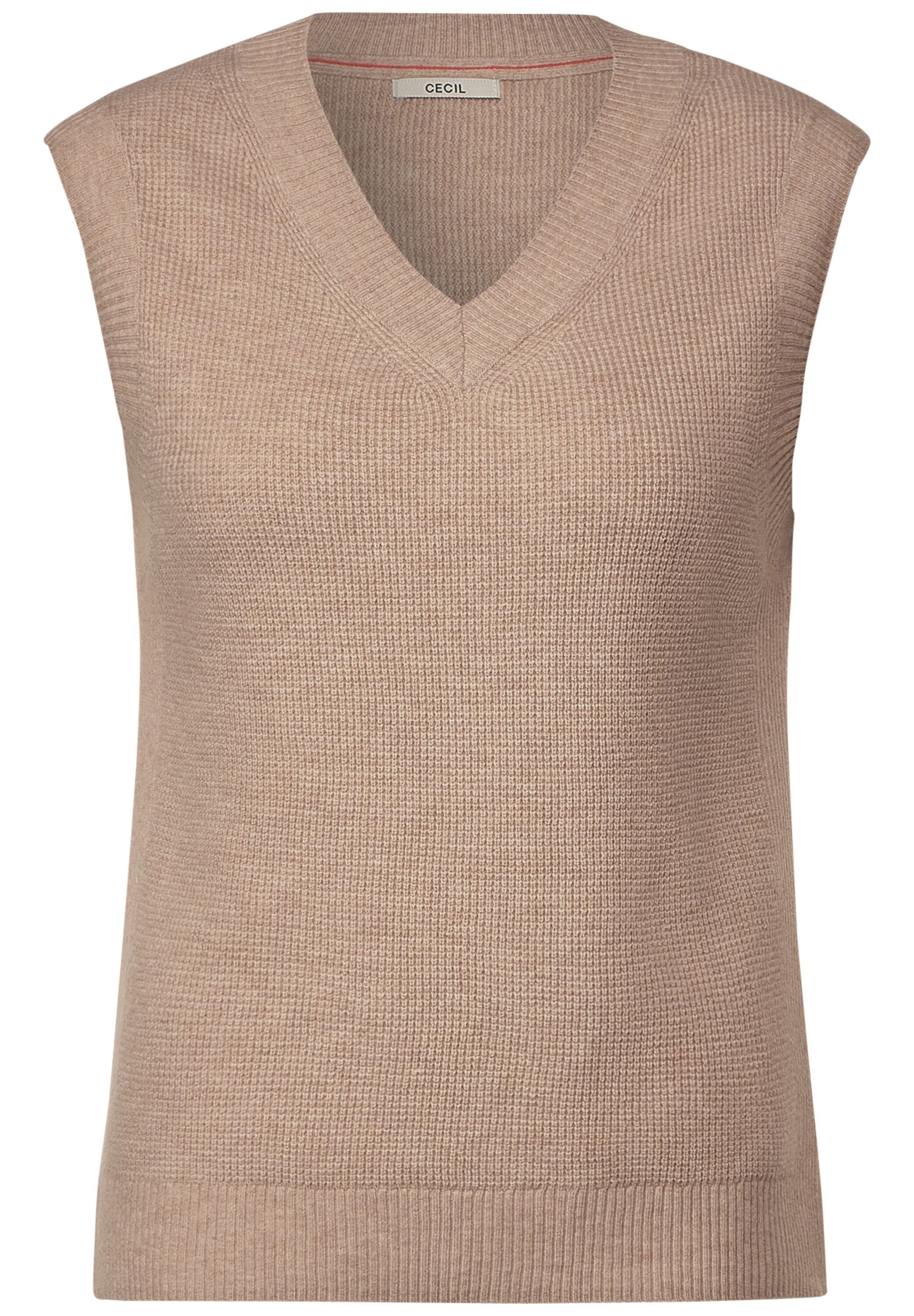 Cecil Strickpullover melange V-Ausschnitt mit hazelnut