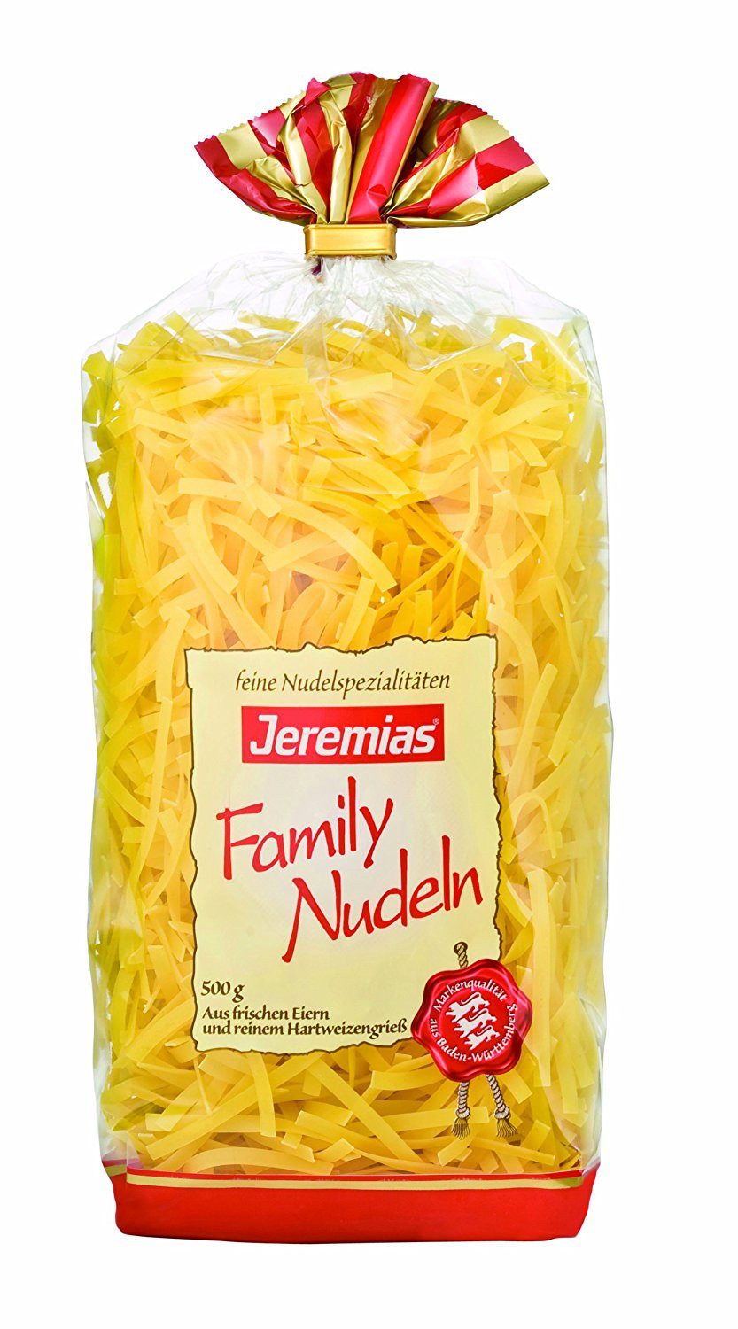 Jeremias Nudeln, Jeremias Family Bandnudeln 4 mm mit frischen Eiern 500g 4er Pack