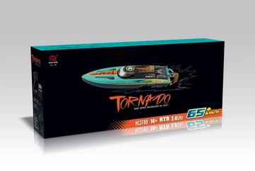 TPFLiving RC-Boot Tornado mit Fernbedienung (Ferngesteuertes Wasserfahrzeug, Spielzeug mit Fernbedienung für Jugendliche ab 8 Jahren), Motor: Brushless Motor - Akku: 1 x Volt/1.6Ah - Farbe: blau
