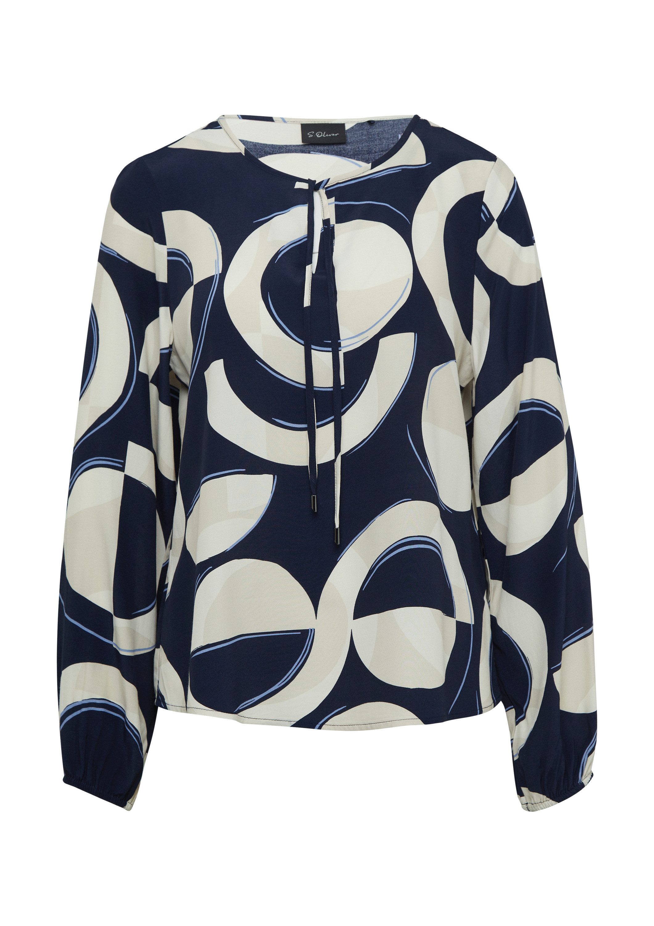 s.Oliver Langarmbluse Bluse Gemusterte Viskosebluse mit Bindeband günstig online kaufen