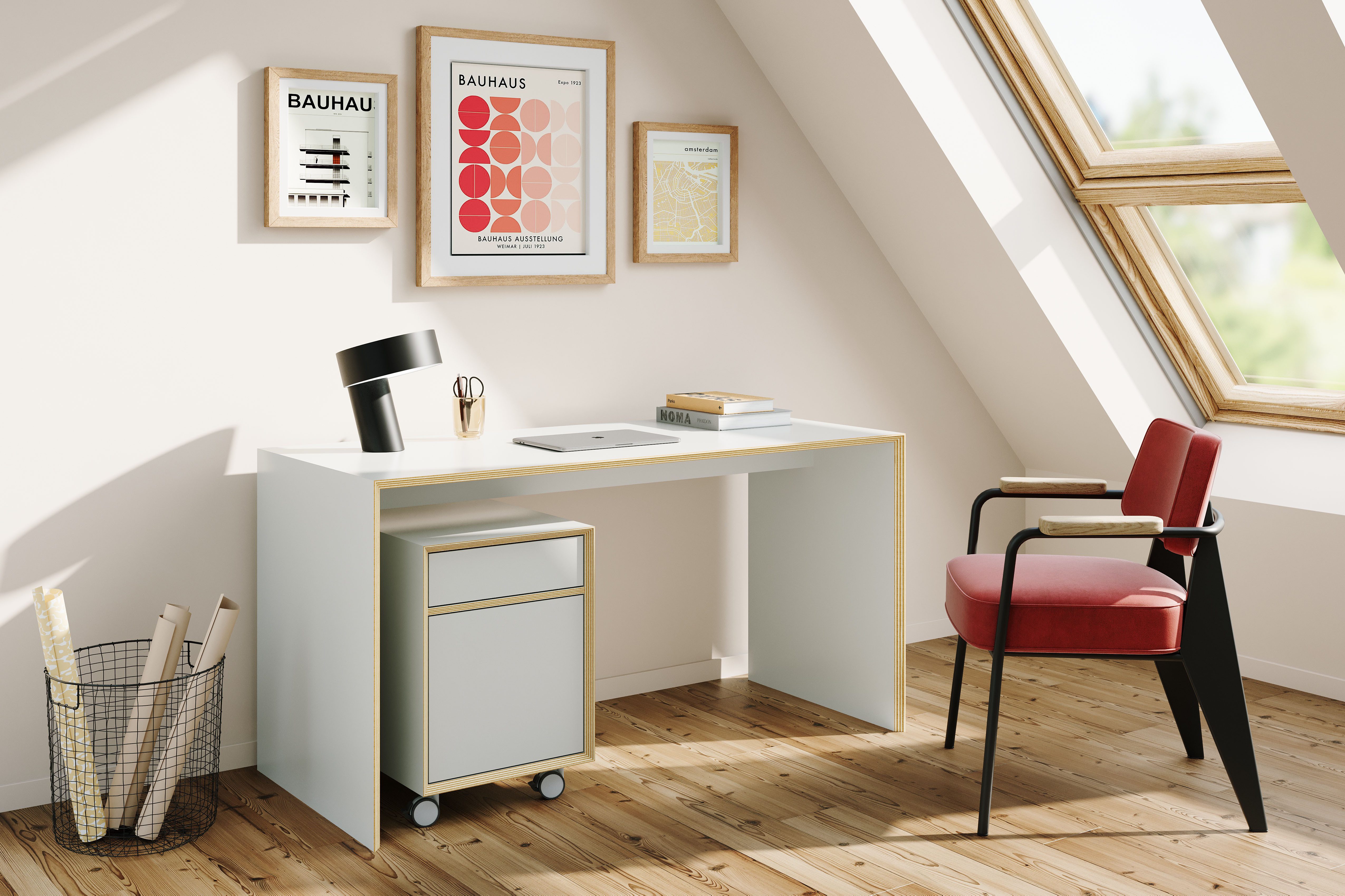 Müller SMALL LIVING Rollcontainer BRIDGE Container, (1 St), Passt auch bei Einsatz der Schreibtischablage unter den Schreibtisch