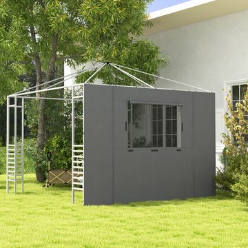 Outsunny Markise mit Netzfenster Haken (Seitenwand, 1-St., Seitenteile) für Partyzelt Gartenpavillon Polyester Dunkelgrau 300 x 200 cm