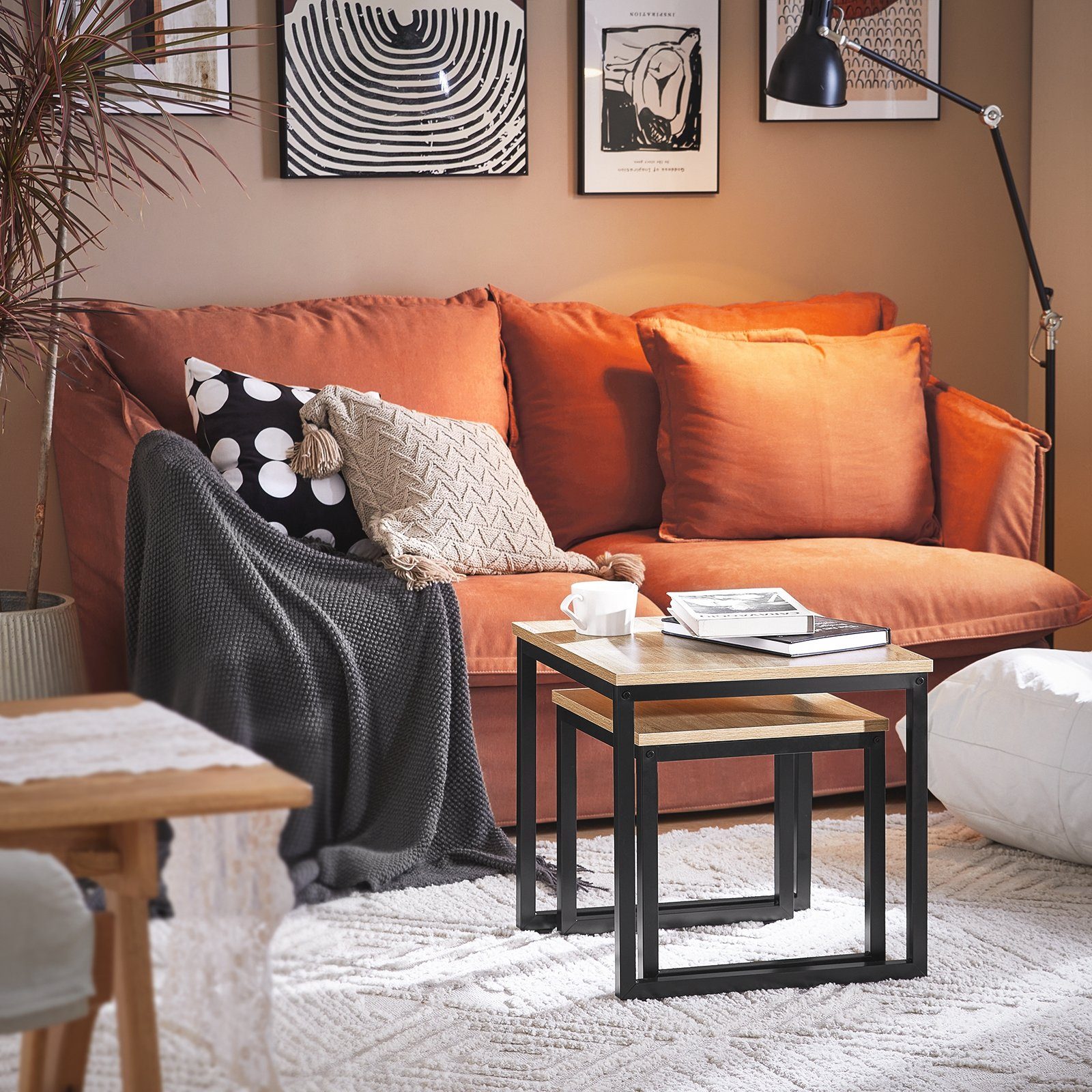 SoBuy Satztisch FBT42, Wohnzimmertisch, Tisch-Set, 2er Set Couchtisch Beistelltisch 2-teilig Satztisch Sofatisch