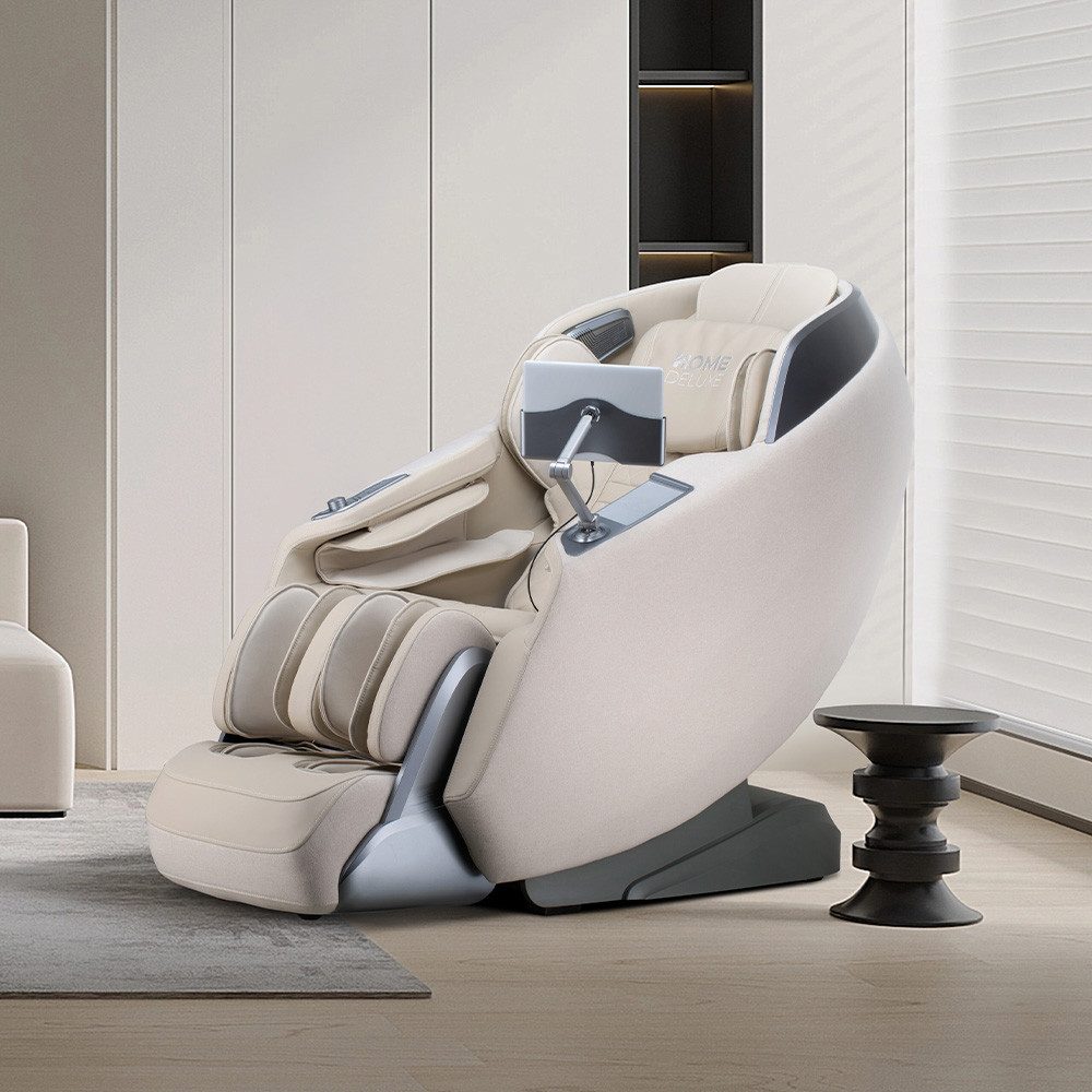 HOME DELUXE Massagesessel mit Textilpolsterung ALVINA 157 x 76,7 x 116 cm, 4D Massagetechnologie, 24 Massageprogramme, Wärmefunktion