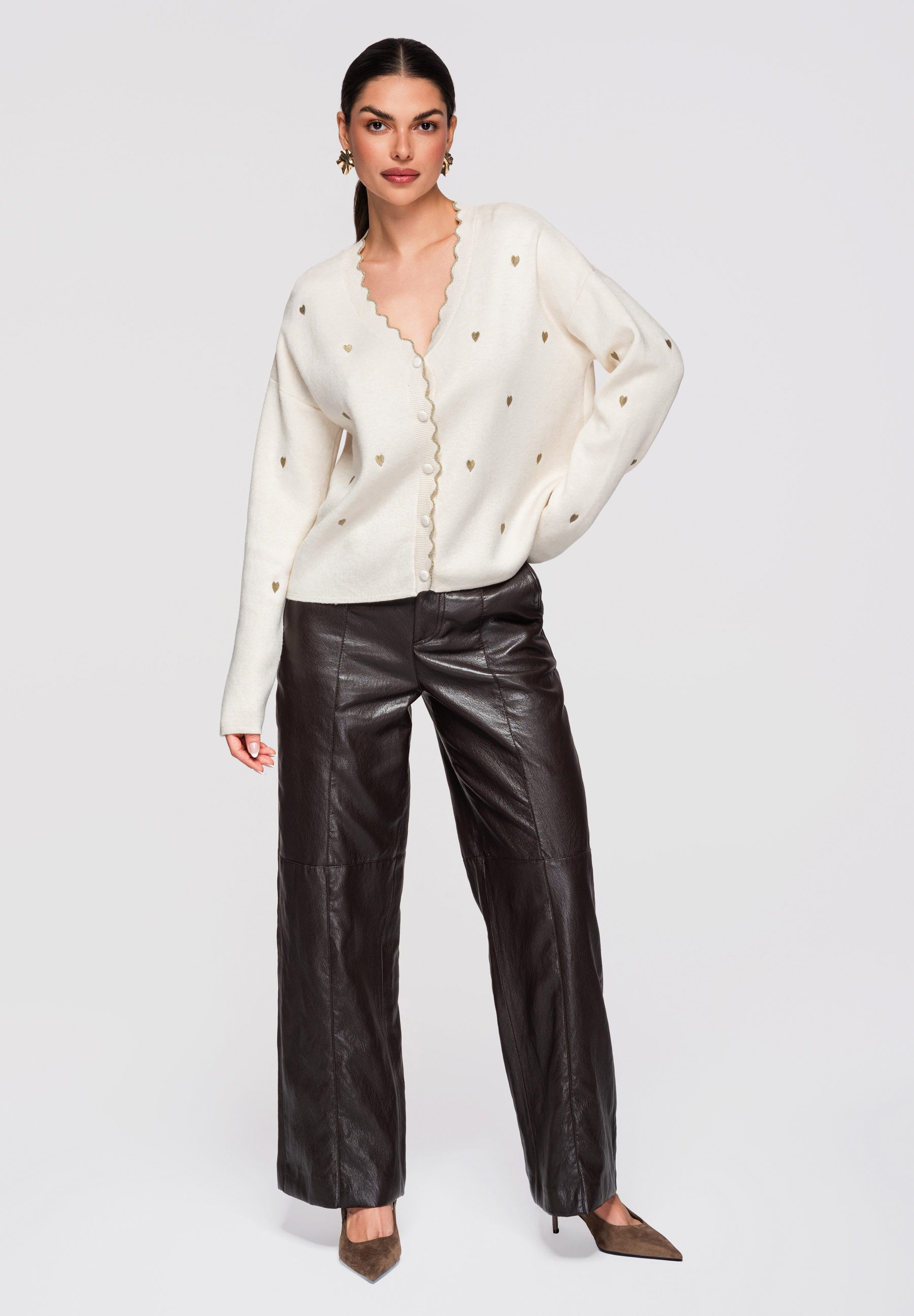 OMBRE Cardigan Strick-Cardigan in Hüftlänge mit Herzmotiv