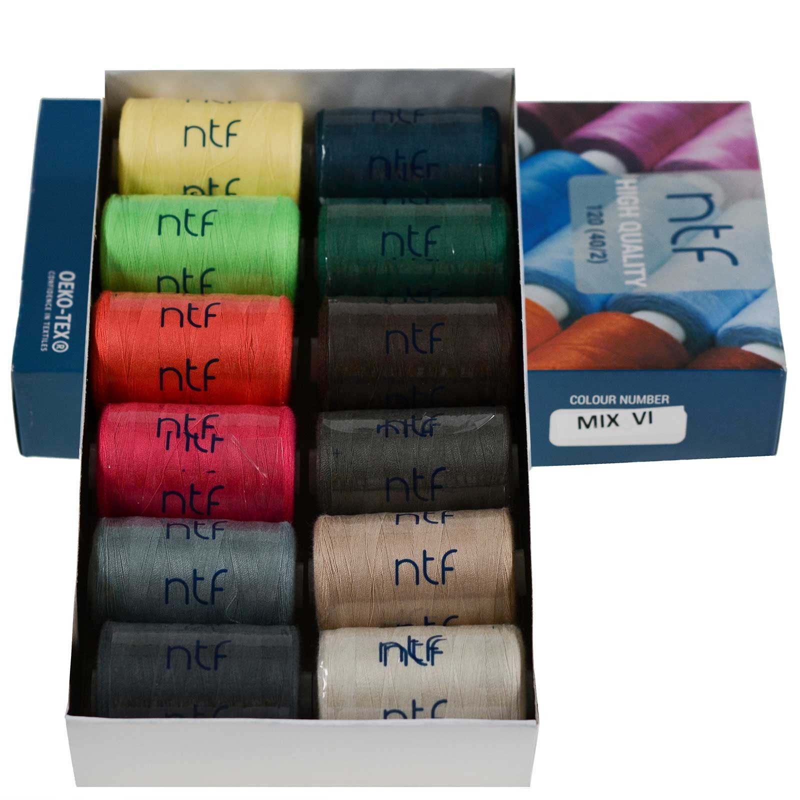 Nähgarn 12 x 1000m 40/2 Polyester NähgarnFarbmix6