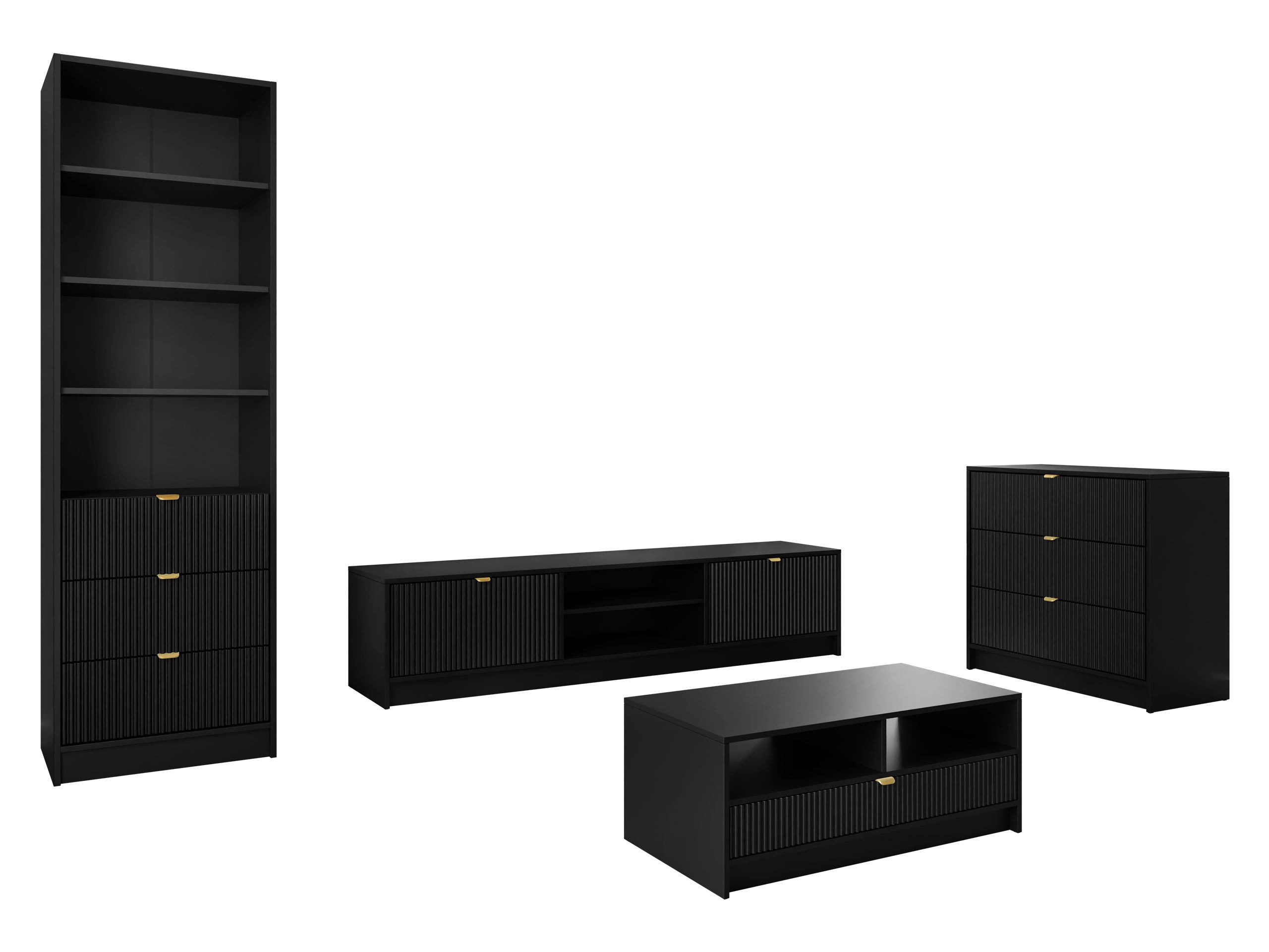 MIRJAN24 Wohnzimmer-Set Tireno VII, (4er-Set, Kommode, TV-Lowboard, Regal, günstig online kaufen