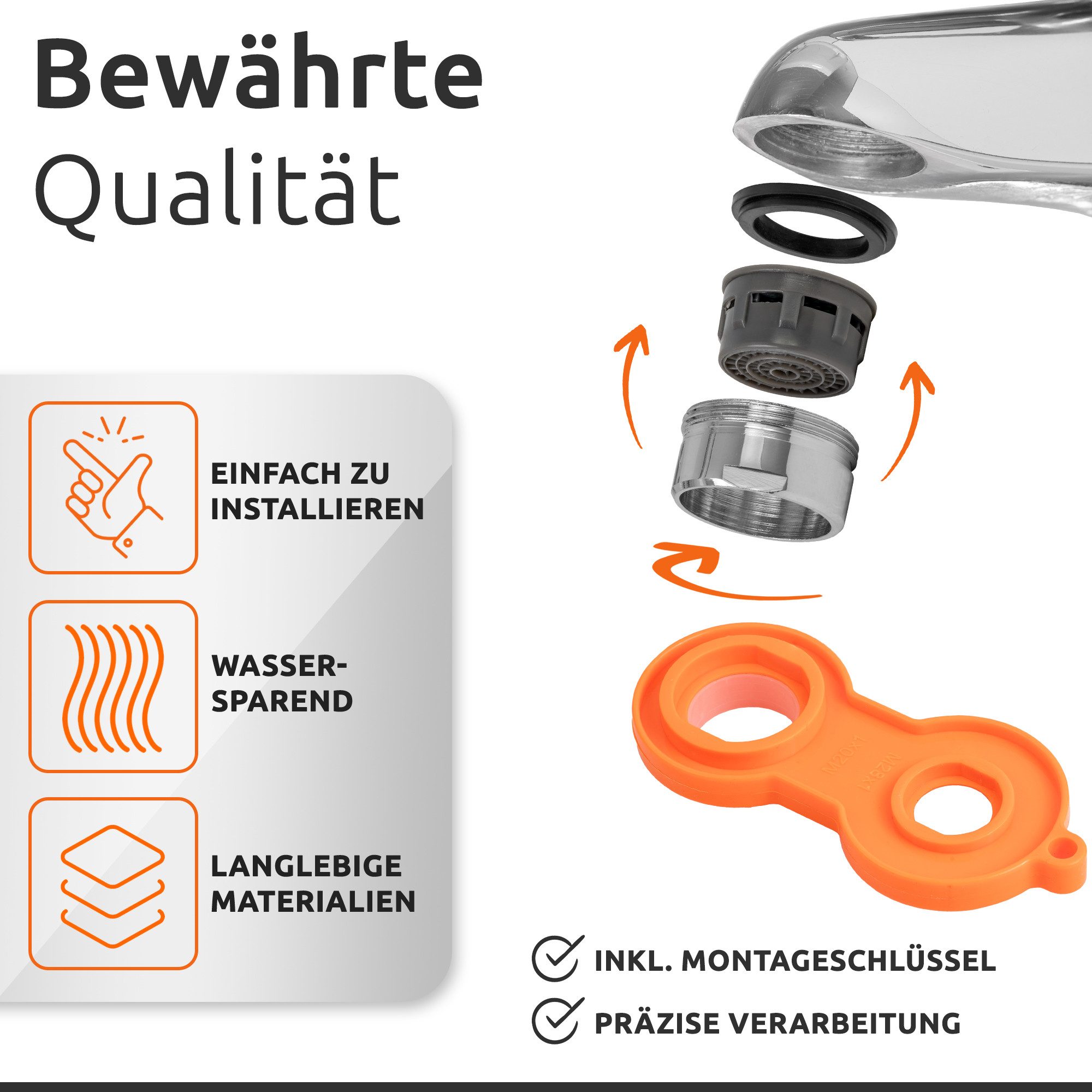 ECENCE Wasserhahnfilter Wasserhahn Strahlregler 8 Stück M 24 Wassersparer