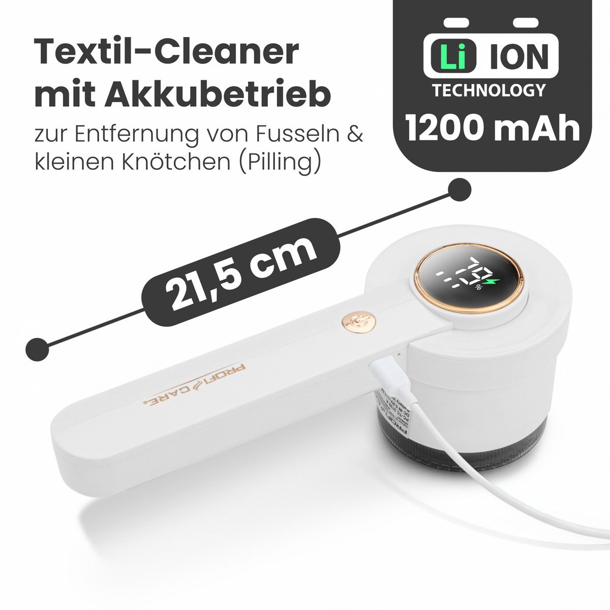 ProfiCare Fusselrasierer PC-TC 3129 A, Fusselrasierer elektrisch, Akku, LED-Display