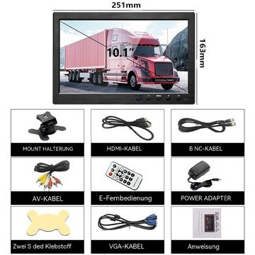 Hikity 10,1 Zoll Display Tragbares Mikrodisplay 1080P HDMI Unterstützung Rückfahrkamera (Für Gaming/PC/Autokamera/Überwachungskamera -12V)