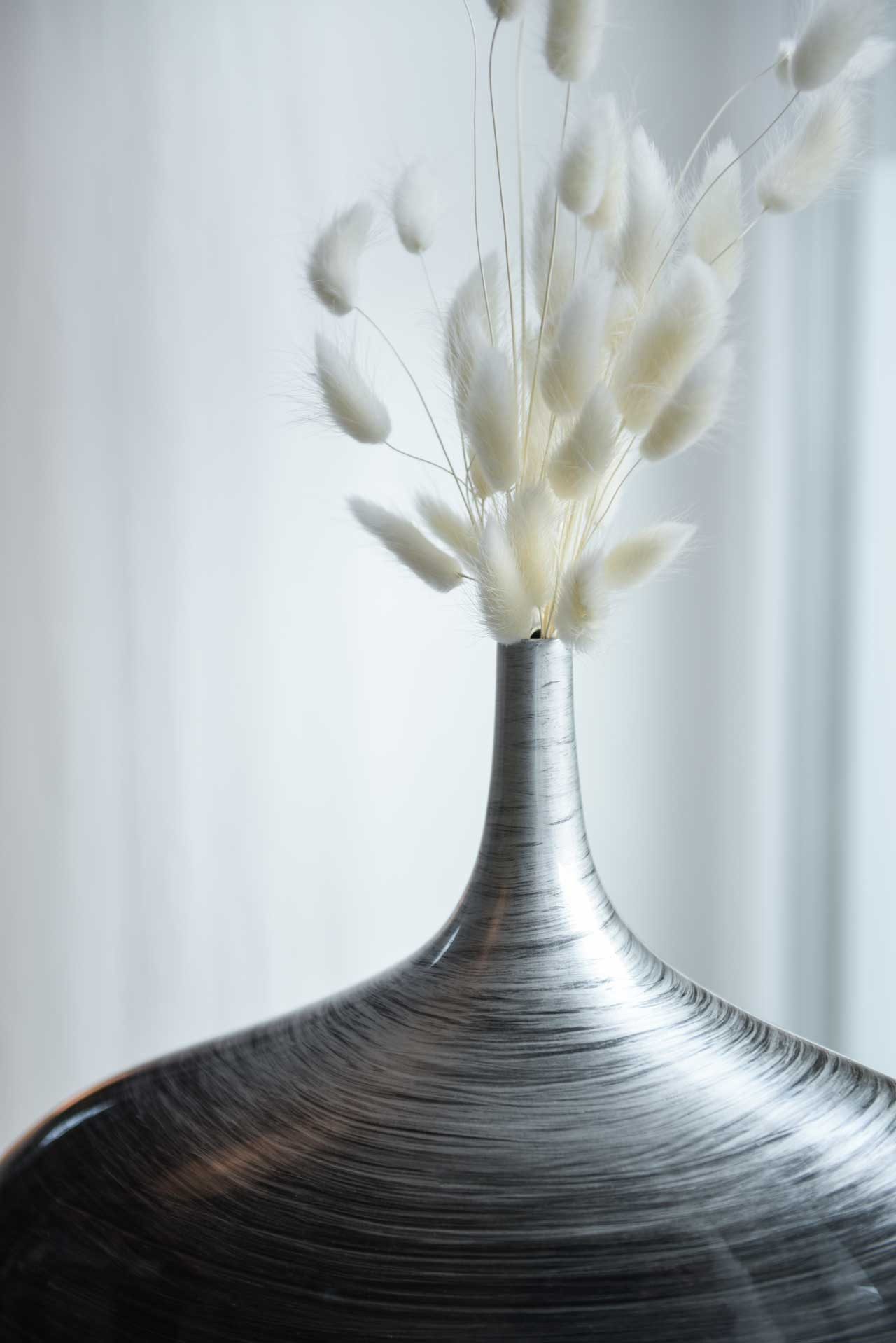 VIVANNO Bodenvase Fiberglas BELEZA Rund - Spiralschwarz Hochglanz Mit Muster (1 St), 36x15x33 cm