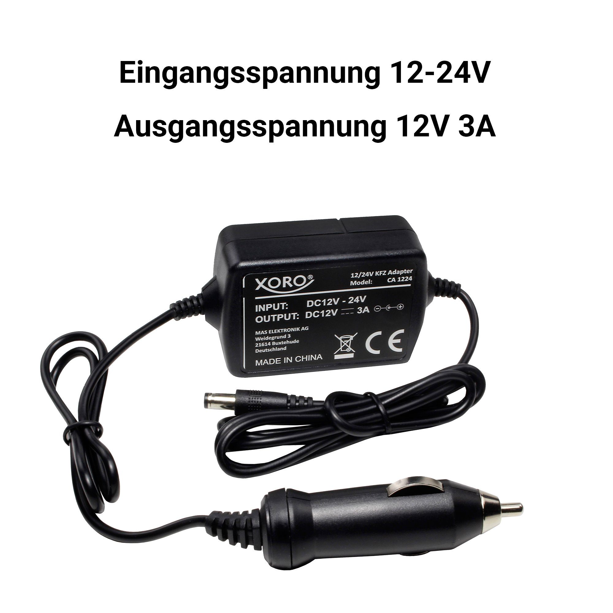 XORO Adapter 24V für Xoro CA1224 TV/Receiver KFZ KFZ XORO 12V Stabilisierter / Adapter