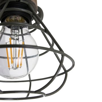 etc-shop LED Wandleuchte, Leuchtmittel inklusive, Warmweiß, Industrial Holz Wand Leuchte Käfig Lampe Spot verstellbar Filament im