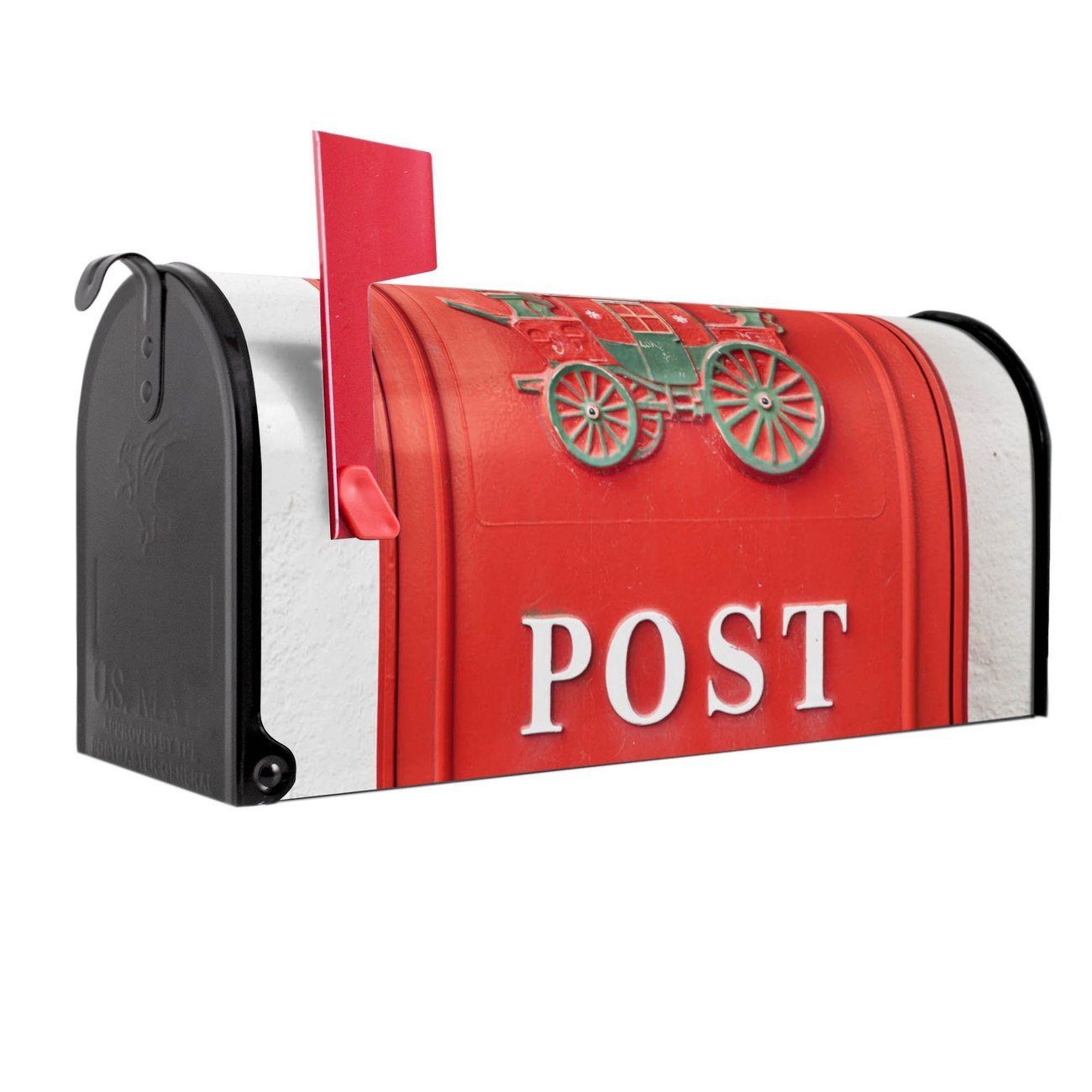 Letterbox Stahl schwarz BANJADO US Mailbox mit Motiv Moin Moin Amerikanischer Briefkasten 51x22x17cm