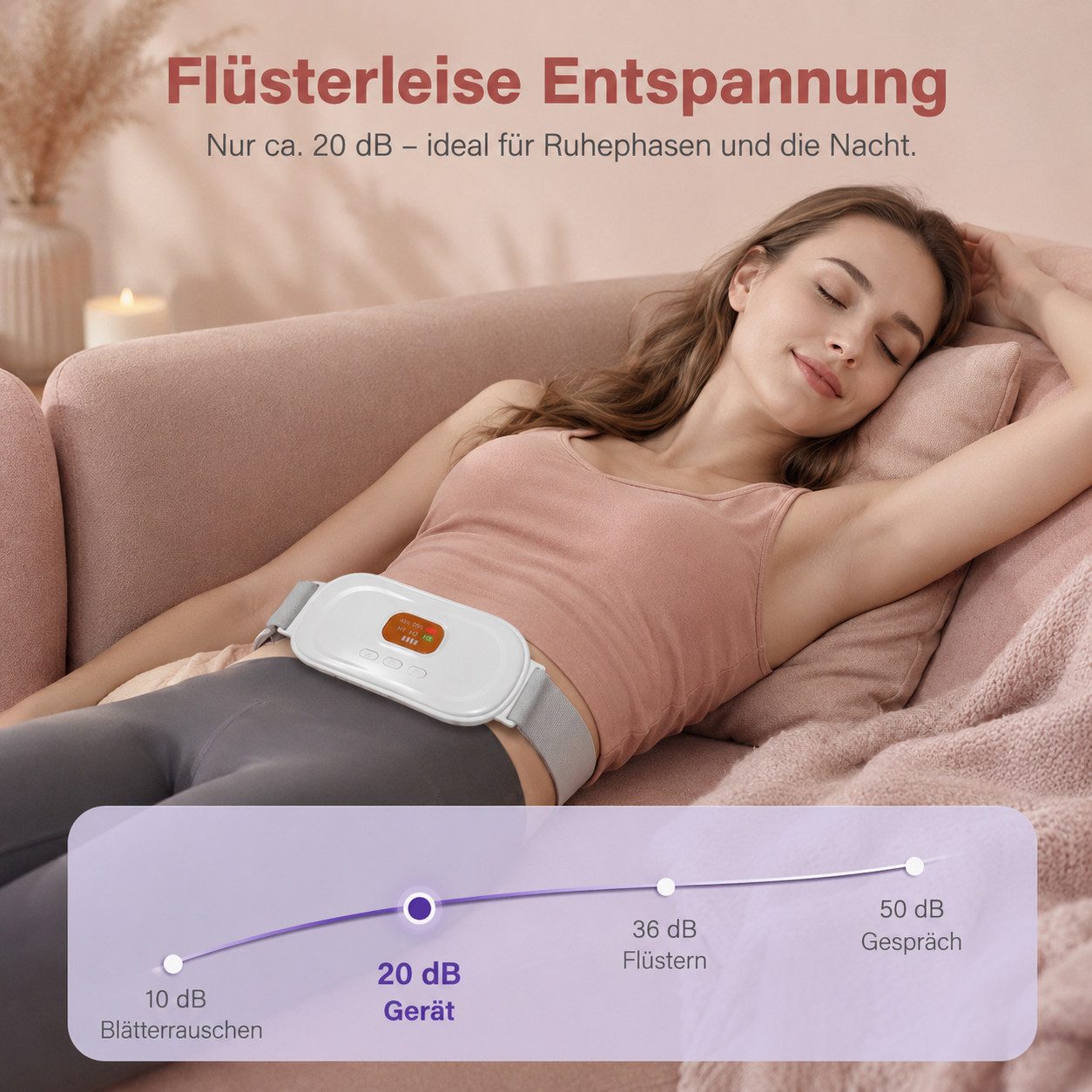 Tekoo Wärmegürtel Bauchmassagegerät Wärmegurt mit Vibration, 3 Heizstufen, Set, Einzelartikel, 45-65 °C, 3 Heizstufen, 3 Vibrationsmodi, USB-Ladung