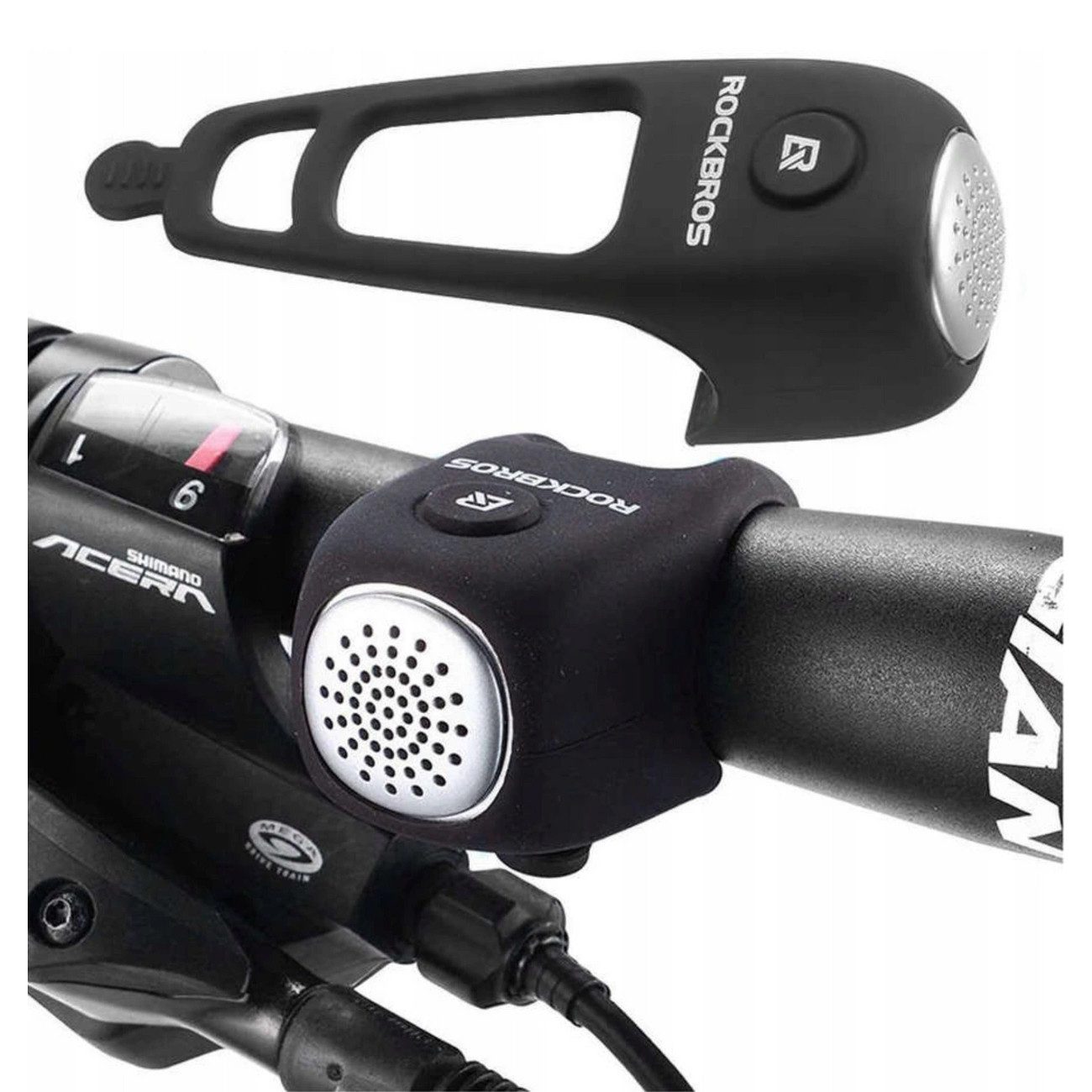 ROCKBROS Fahrradklingel CB1709BK, (Fahrrad-Zubehör, Einzelartikel) Elektronische Fahrradklingel mit 90 dB, 3 Klangmodi