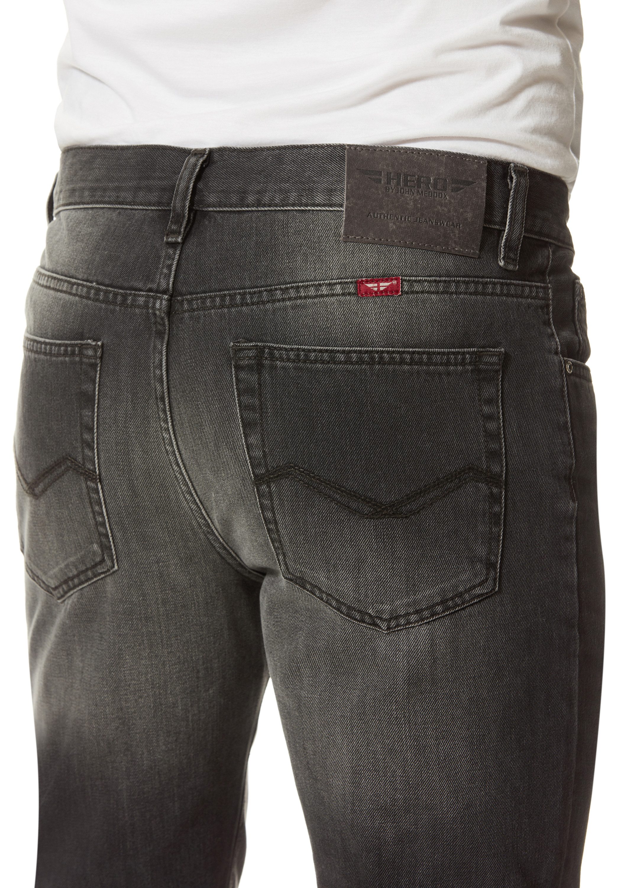 HERO by John Medoox 5-Pocket-Jeans Phoenix Denim Big Straight Cut Stretch Jeans Straight Fit Casual Clean Wash Denim Jeans für Herren
