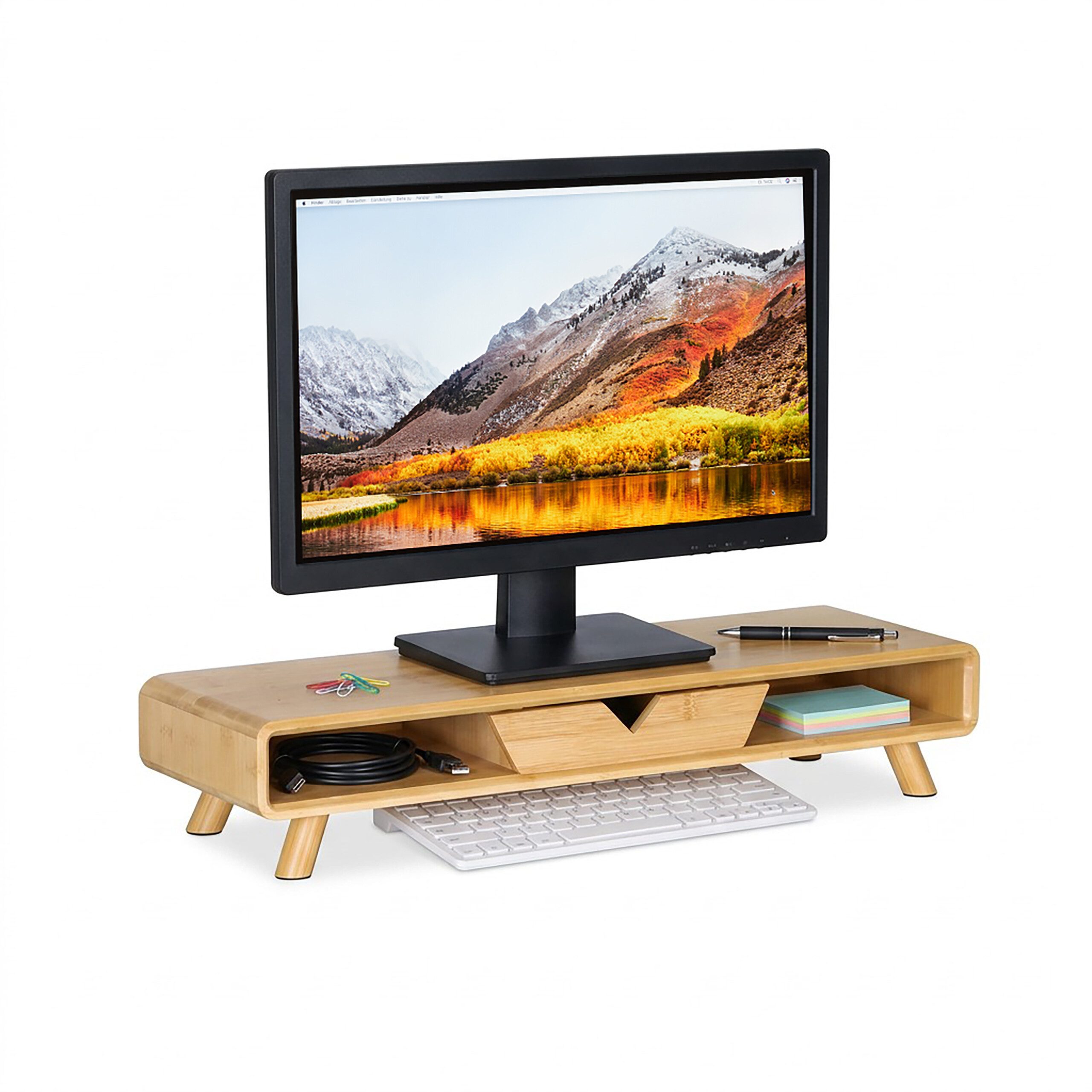 relaxdays Monitorständer mit Schublade, (1-tlg)