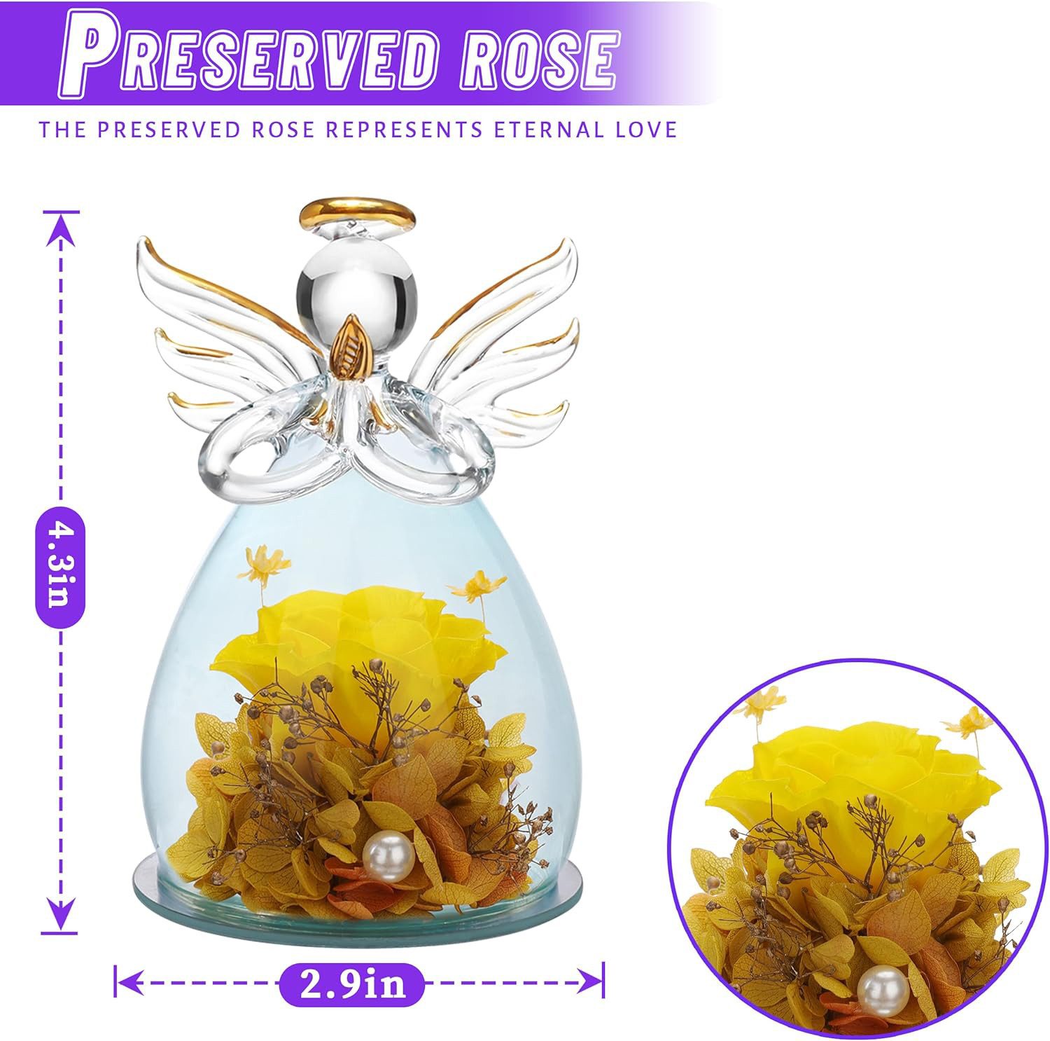 Kunstblume Kunstblume Ewige Rose mit Engel günstig online kaufen