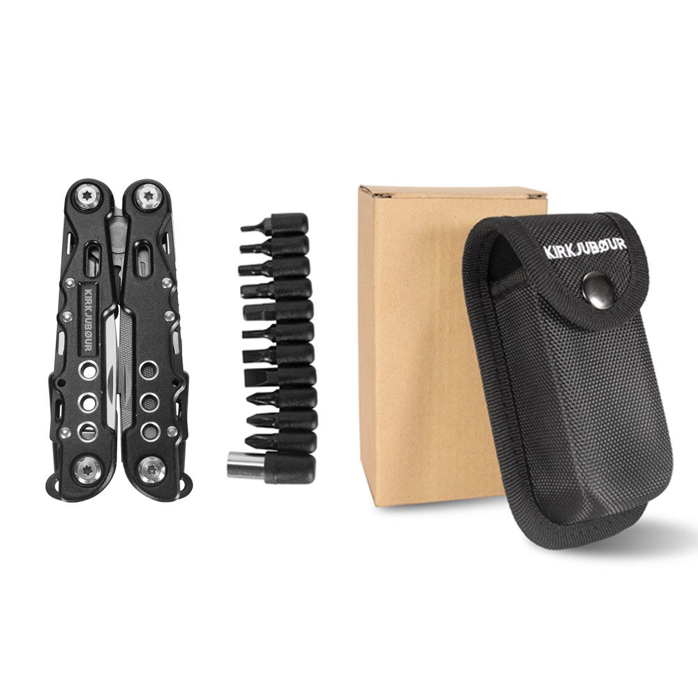 KIRKJUBOUR Universalmesser Edelstahl 14in1 Multifunktionswerkzeug, leichtes Gewicht, für komfortables mit sich führen