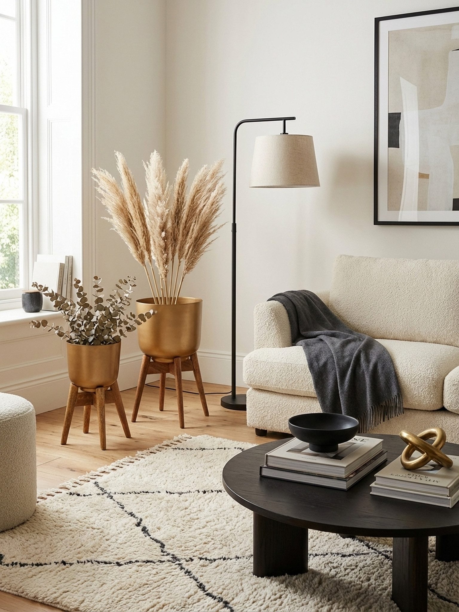 KADIMA DESIGN Blumenständer Blumentopf 2er Set Metall / Massivholz Pflanzkübel Gold mit Füßen (Blumenkübel Pflanzgefäß), Design Pflanzenkübel Rund