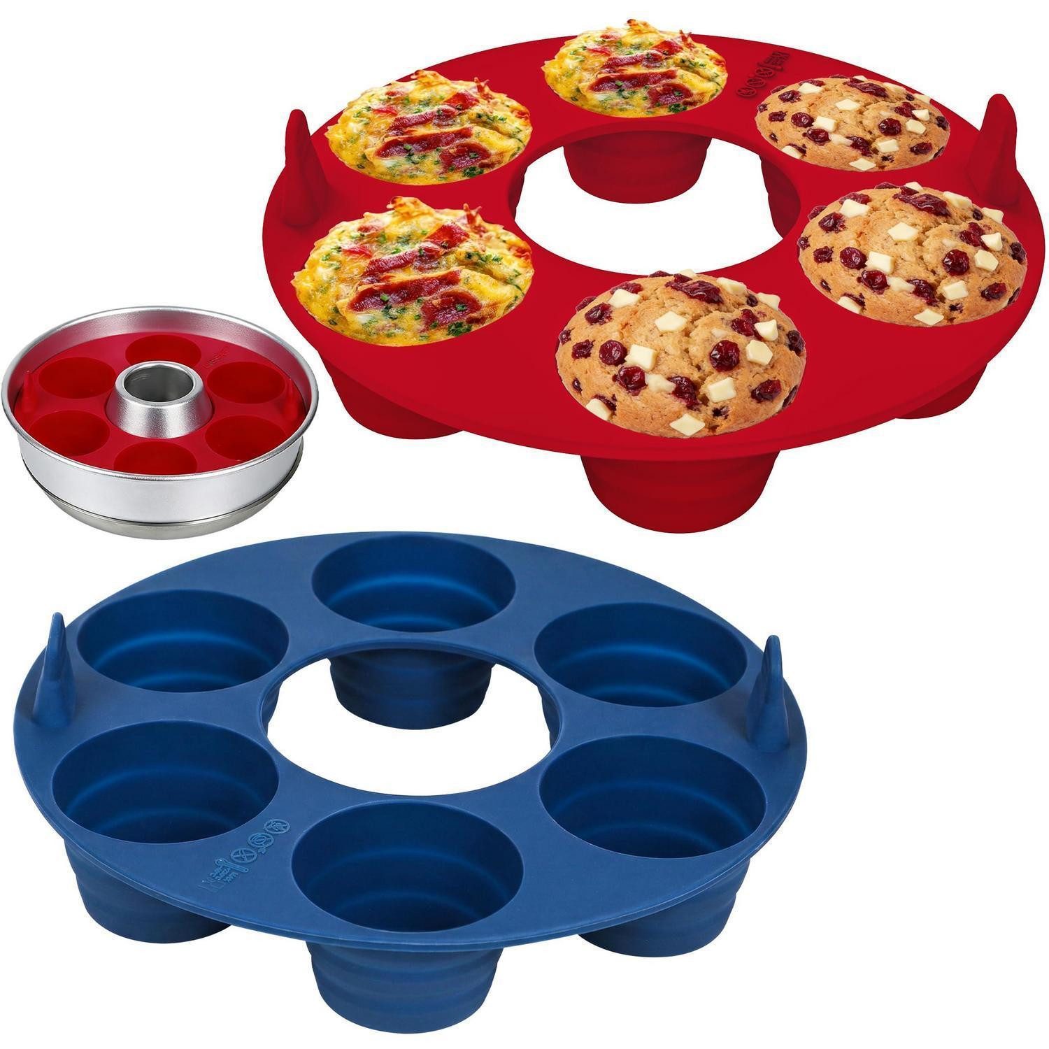 LuxusKollektion Muffinform Silikon Muffin Backform 2er Set rund faltbar, (2-tlg)
