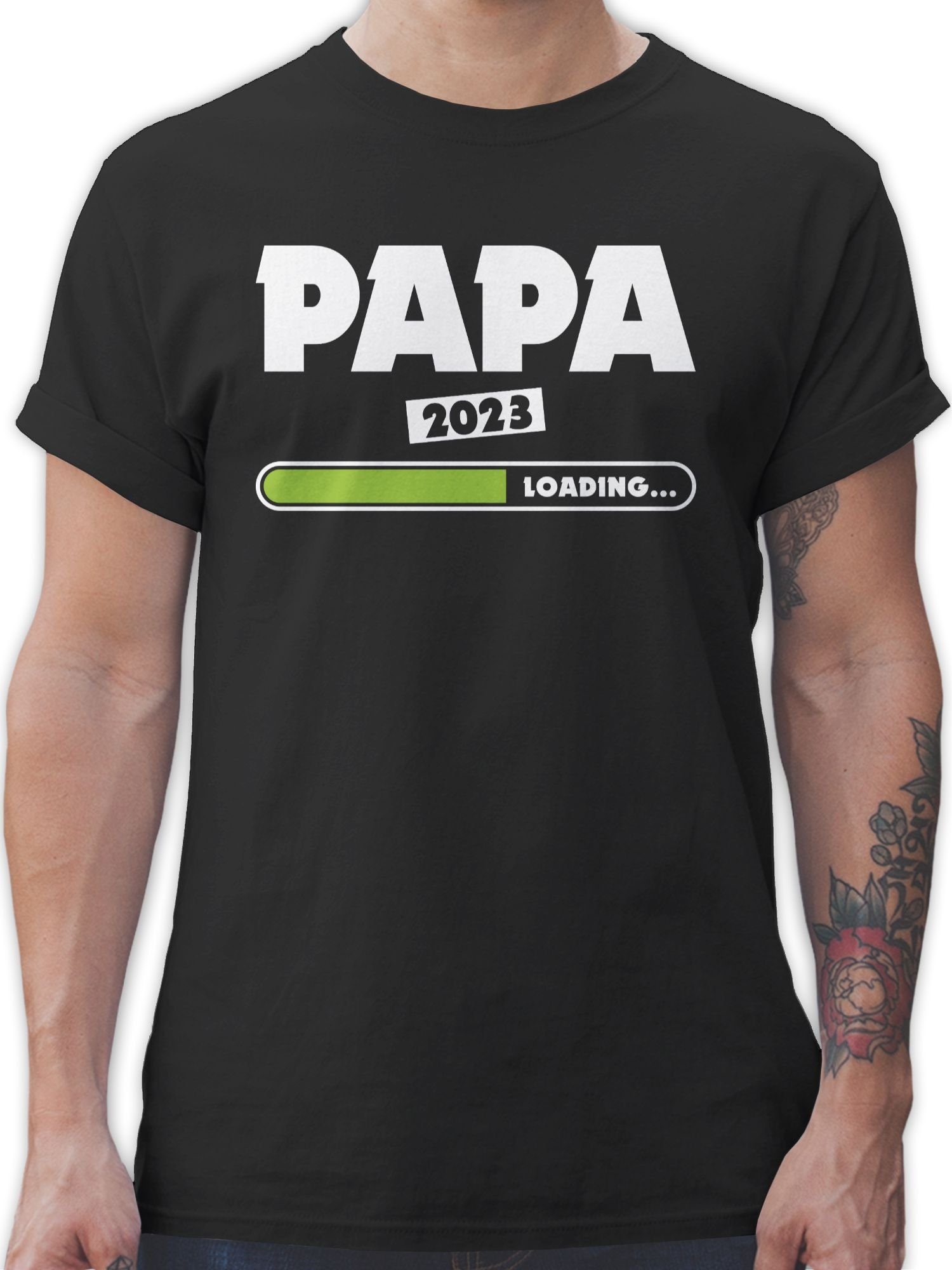 Schwarz Shirtracer T-Shirt loading 2023 Vatertag Papa 01 Papa Geschenk für grün