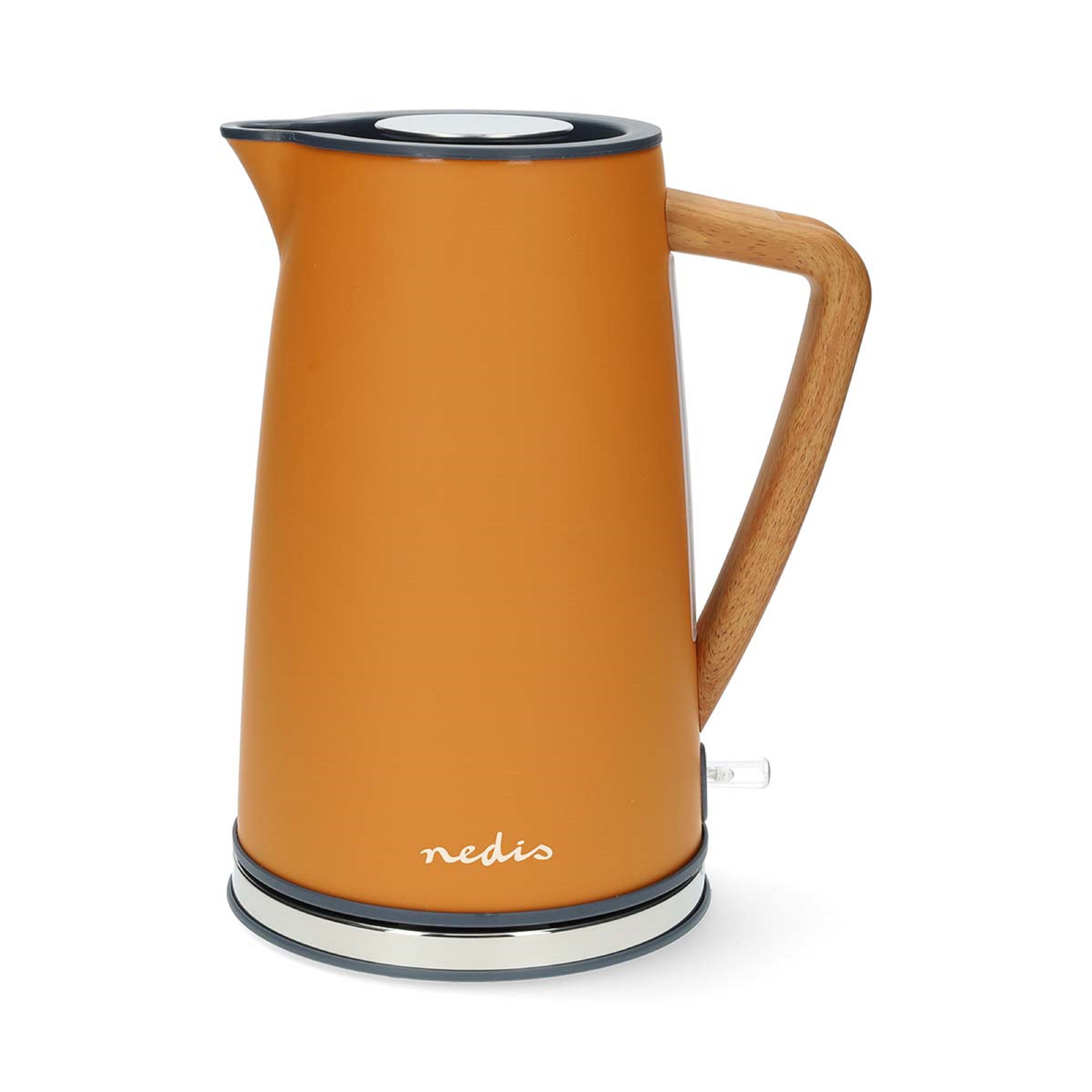 Nedis Wasserkocher KAWK510E, 1.7 l, 2200,00 W, Edelstahl & Soft-Touch, schnell kochend, 360° drehbar inkl. Kalkfilter