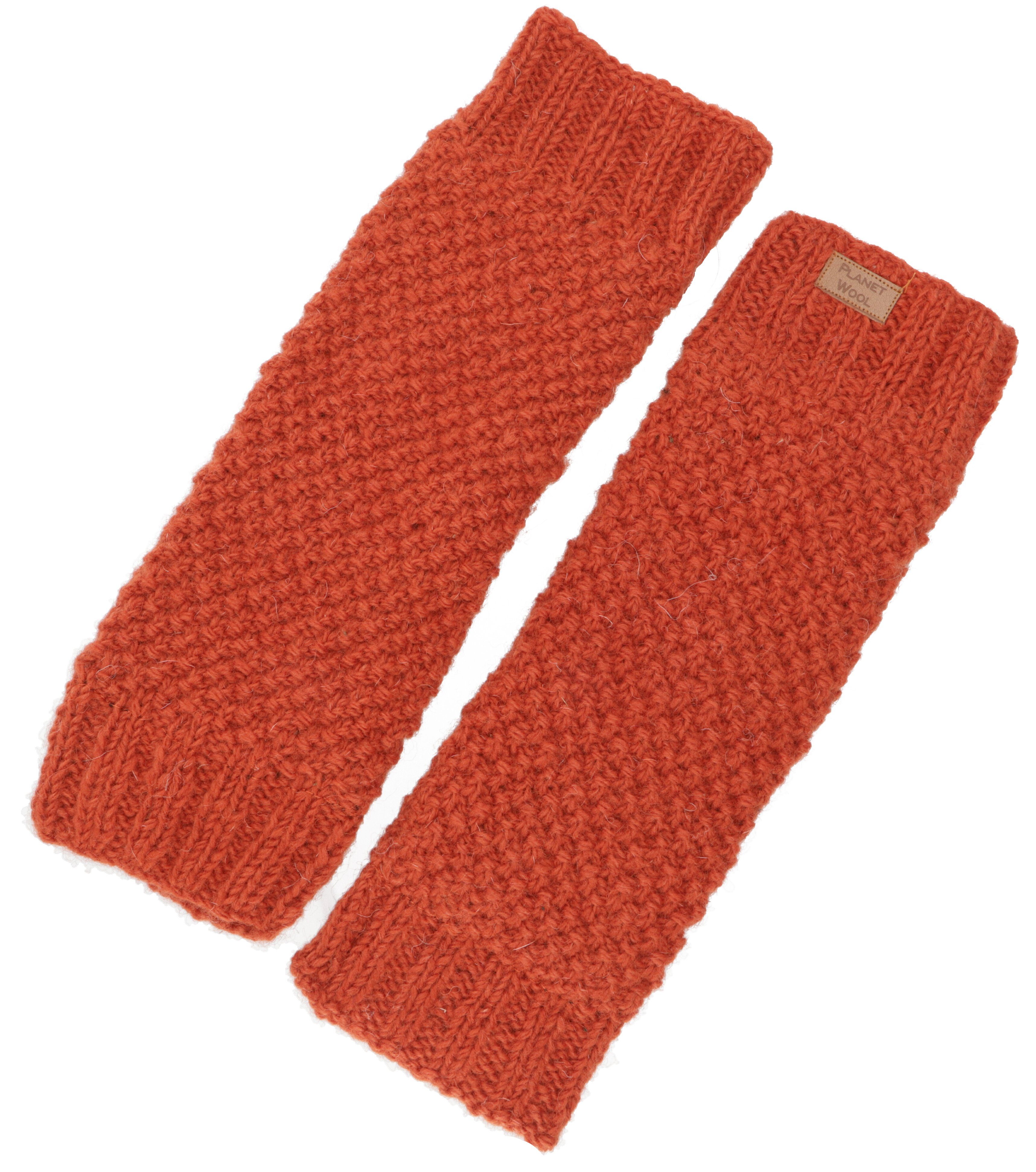 Guru-Shop Haussocken Wollstulpen mit Perlmuster, Strickstulpen aus.. rostorange