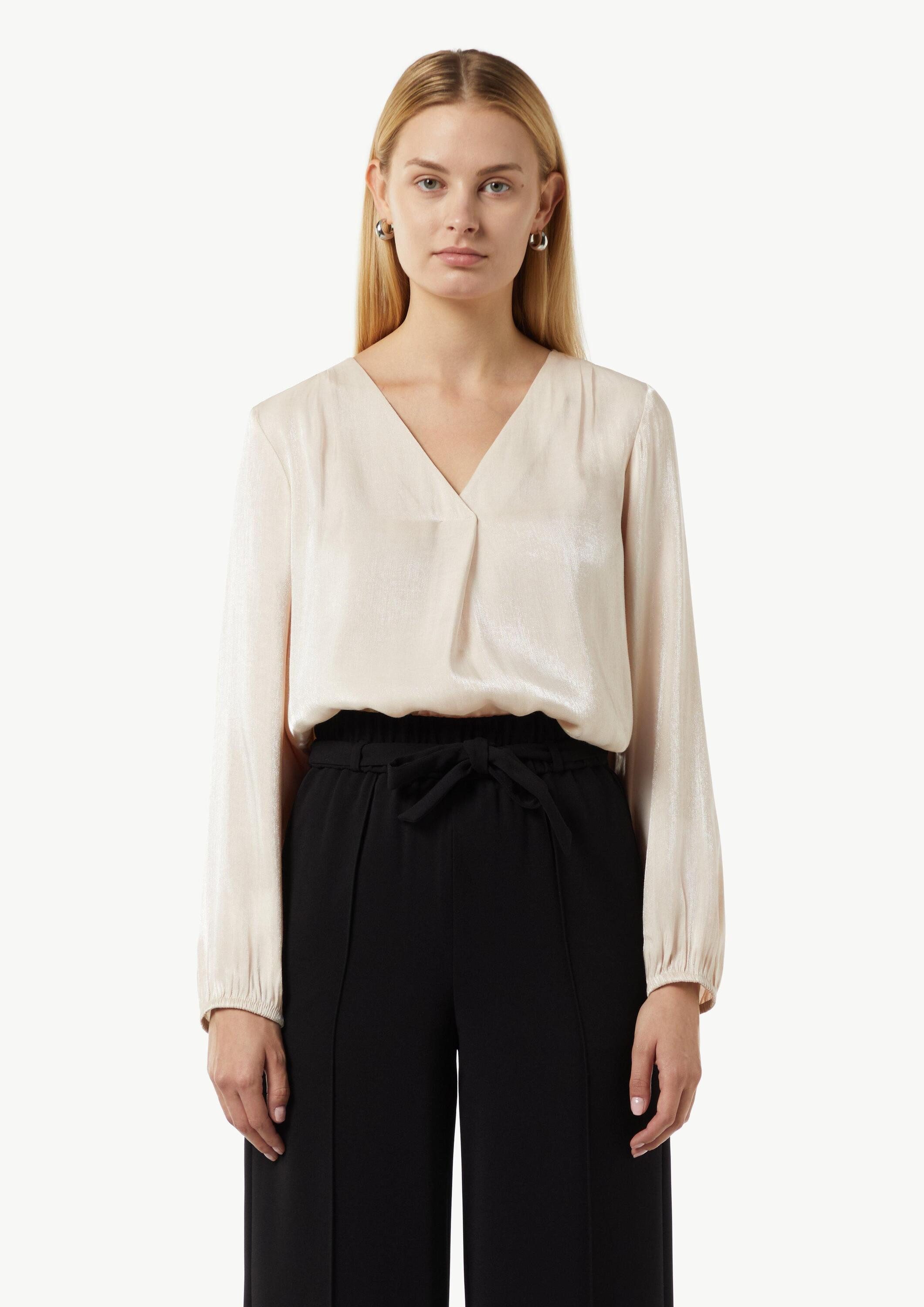 comma Langarmbluse Bluse Schimmernde Bluse mit Faltendetails günstig online kaufen