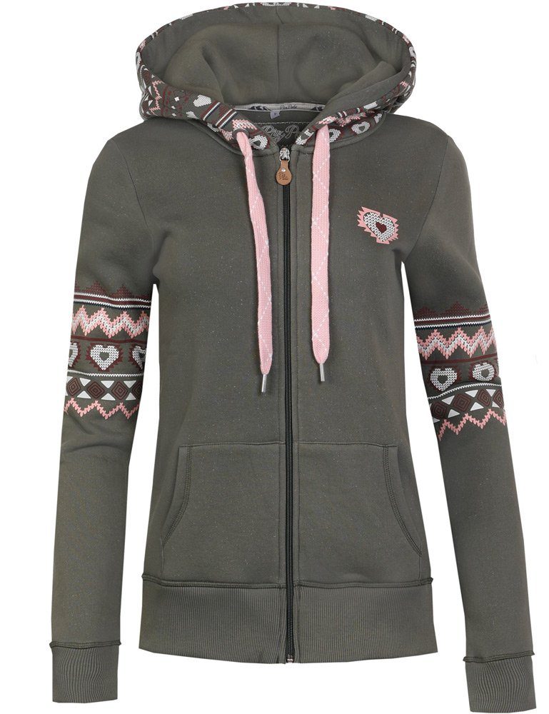 Piz Palü T-Shirt Piz Palü Damen Kapuzen Jacke 'Icking', Moosgrün