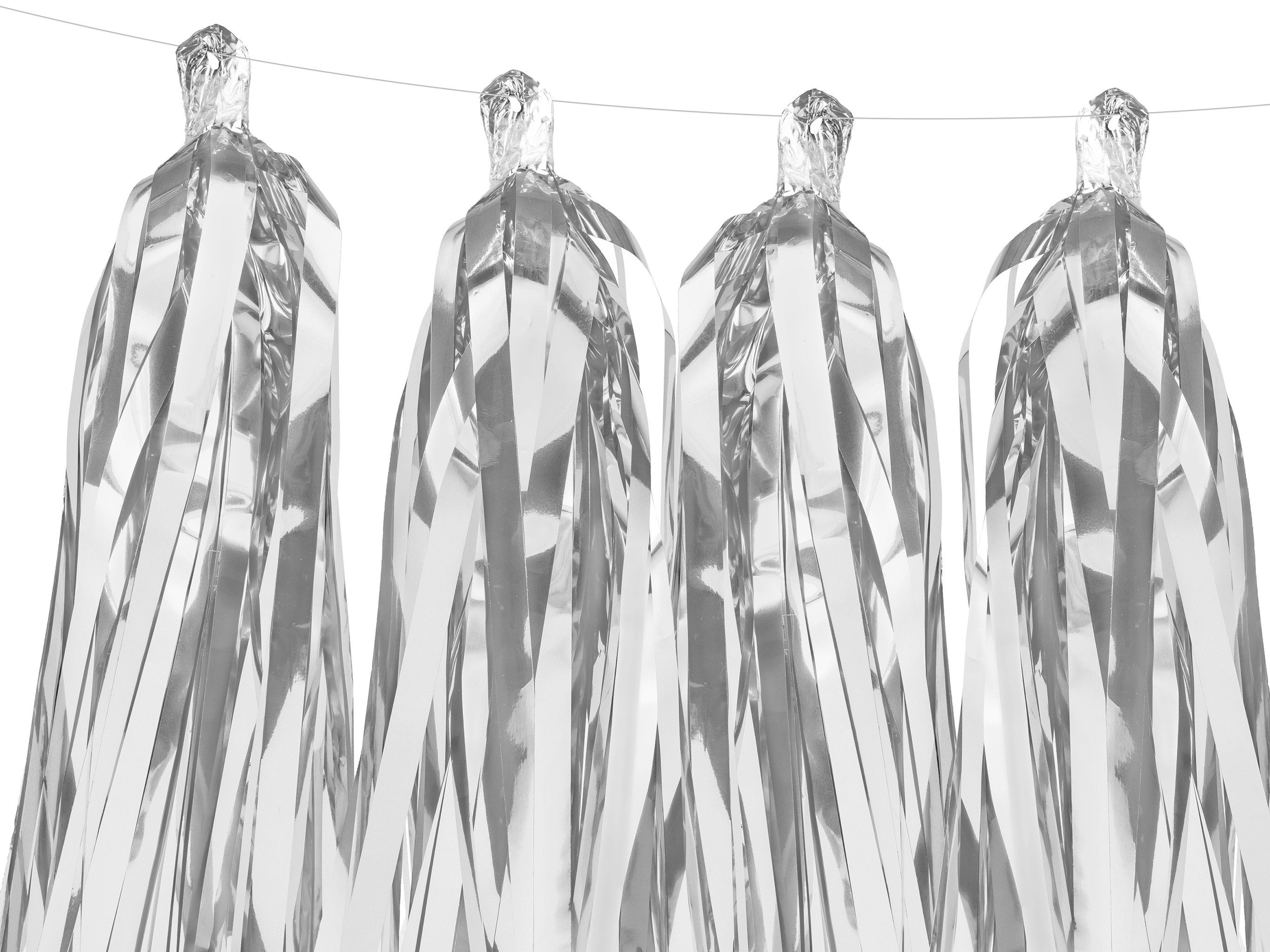 partydeco Hängedekoration, Girlande mit Quasten 30x150cm Silber