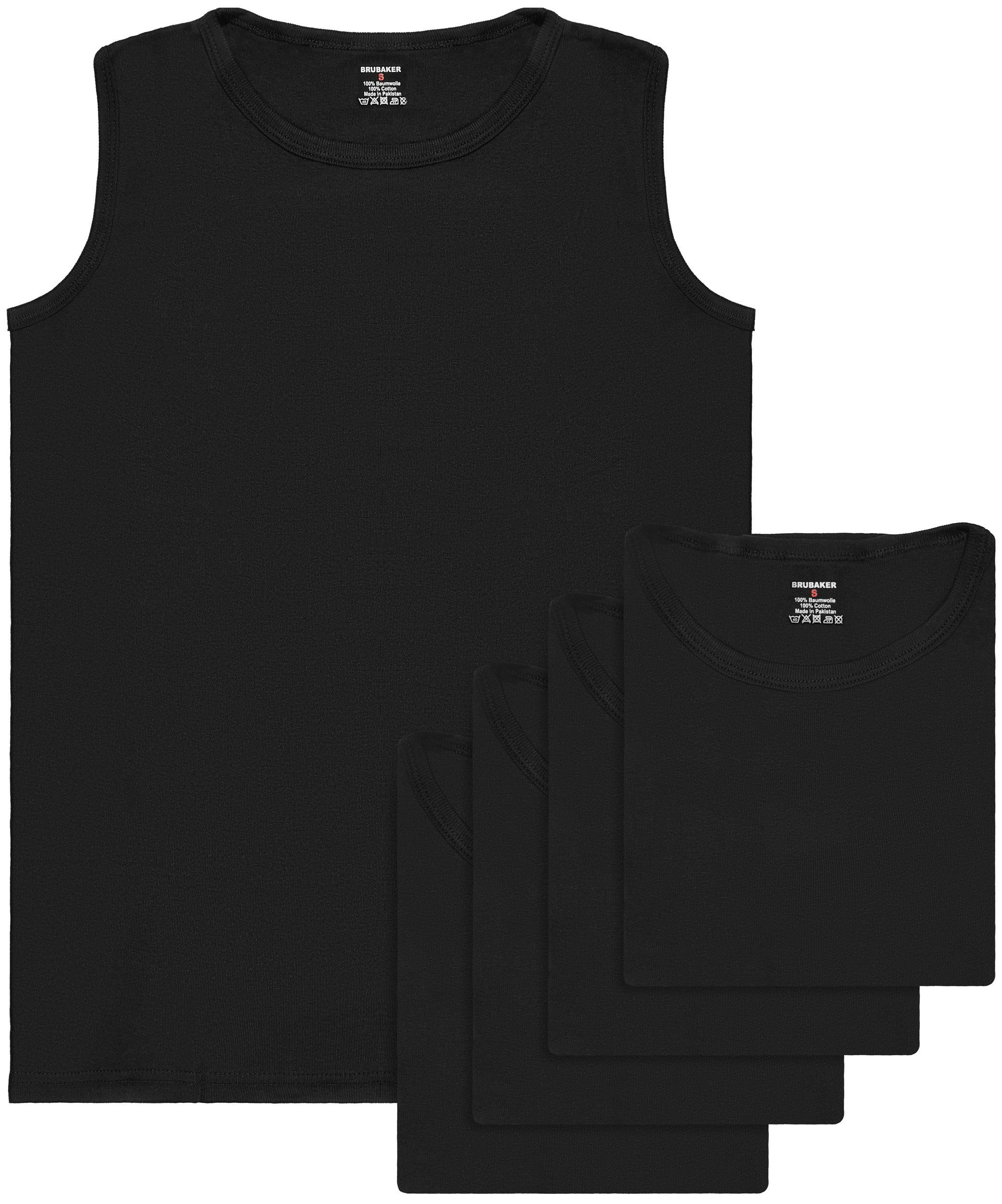 BRUBAKER Muskelshirt Tank Top Unterhemd mit Rundhals Ausschnitt (5er-Pack) Baumwolle Herren Tanktop, Extra Lang für Männer, Schlicht Basic
