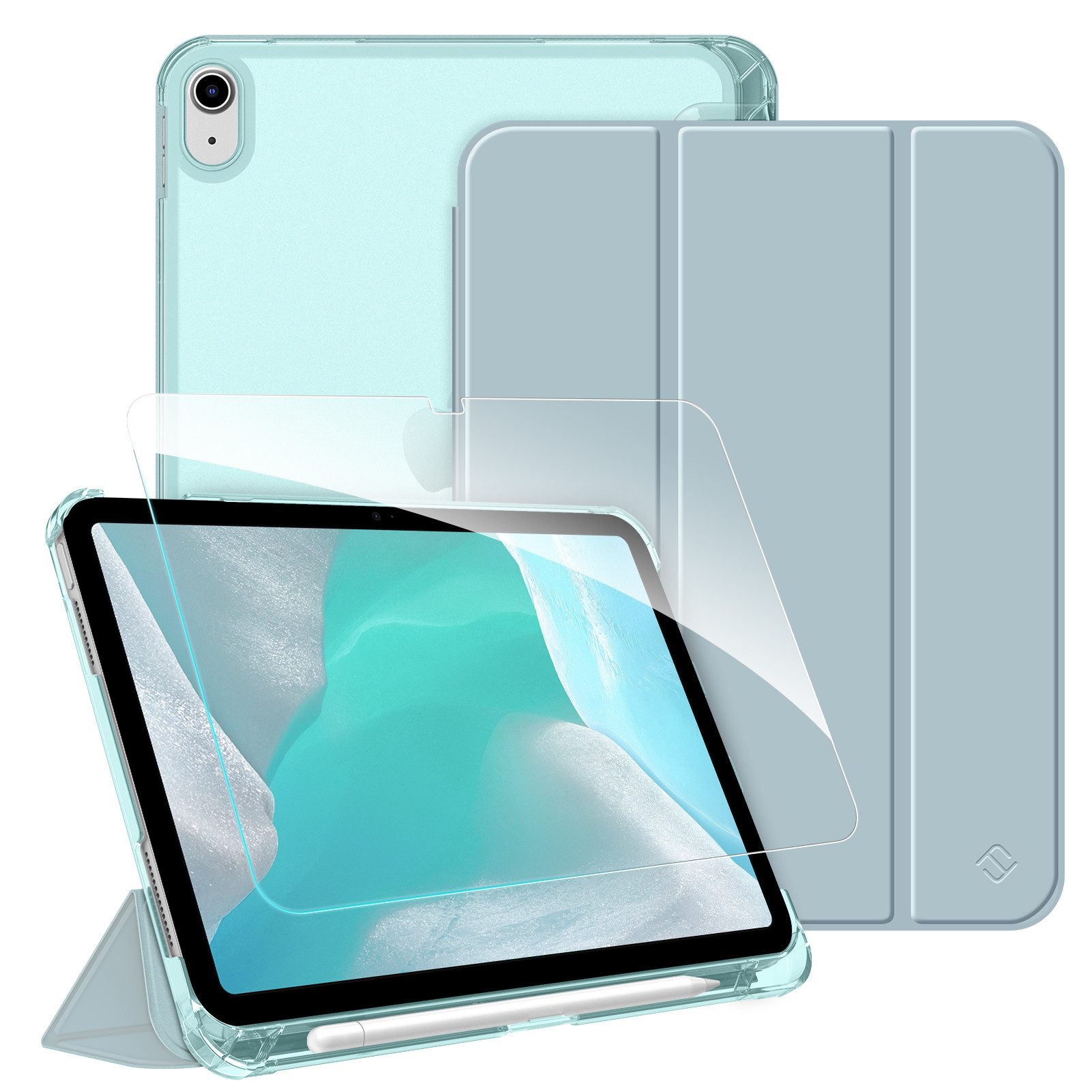Fintie Tablet-Hülle für iPad 11 Generation 11'' 2025 (A16), iPad 10 Generation 10.9'' 2022, mit Schutzfolie-ultradünne transparente Rückseite Case mit Stifthalter