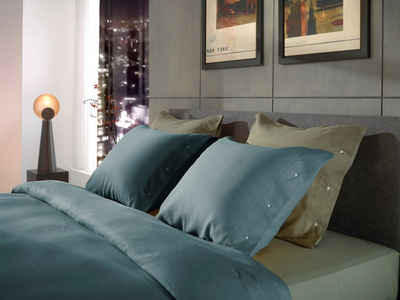 Bettwäsche Cialda Dusk Blue 135x200 + Kissenbezug 80 x 80 cm, Zo!Home, Baumolle, 2 teilig, Bettbezug Kopfkissenbezug Set kuschelig weich hochwertig