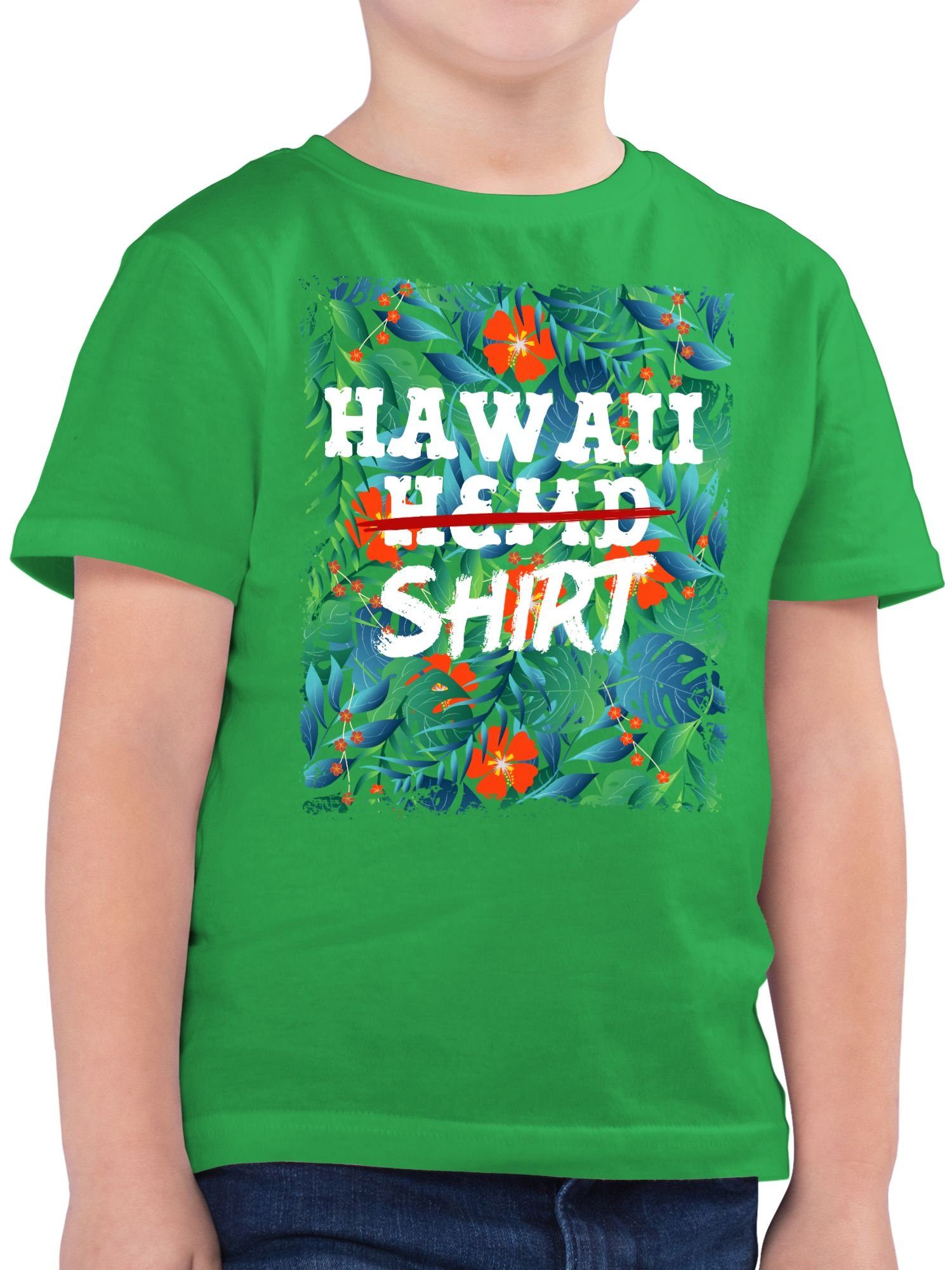 Hawaiian Karibik Shirtracer Fasching Aloha - Hemd Grün Hawaii-Kleidung T-Shirt Karneval 1 Shirt & Party Hawaii