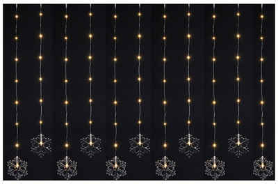 Spetebo Lichtervorhang LED Schneeflocken Lichtervorhang - mit 83 LED, 83-flammig, mit 8 verschiedenen Leuchtfunktionen und Timer