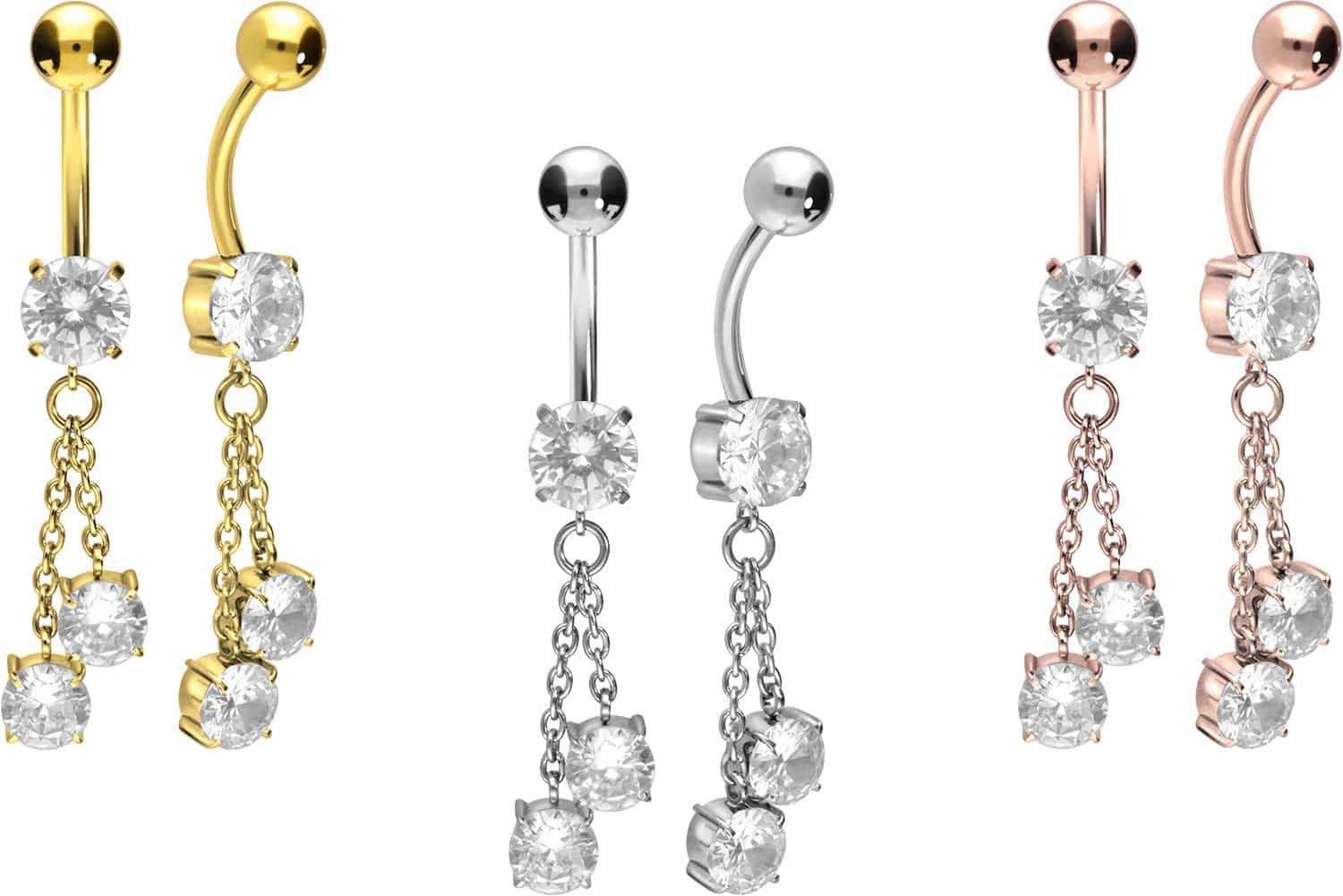 PIERCINGLINE Bauchnabelpiercing Titan Bananabell mit Innengewinde 3 KRISTAL günstig online kaufen
