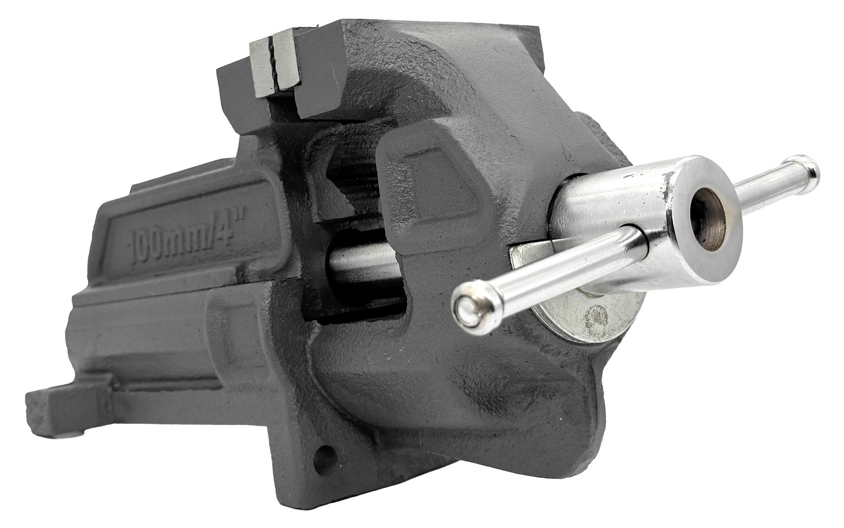 WELDINGER Schraubstock Schraubstock pro 100 mm leichtgängig feste Basis Rohrspannbacken, 1-St., extrem belastbar, Backen abnehmbar, Rohrspannbacken