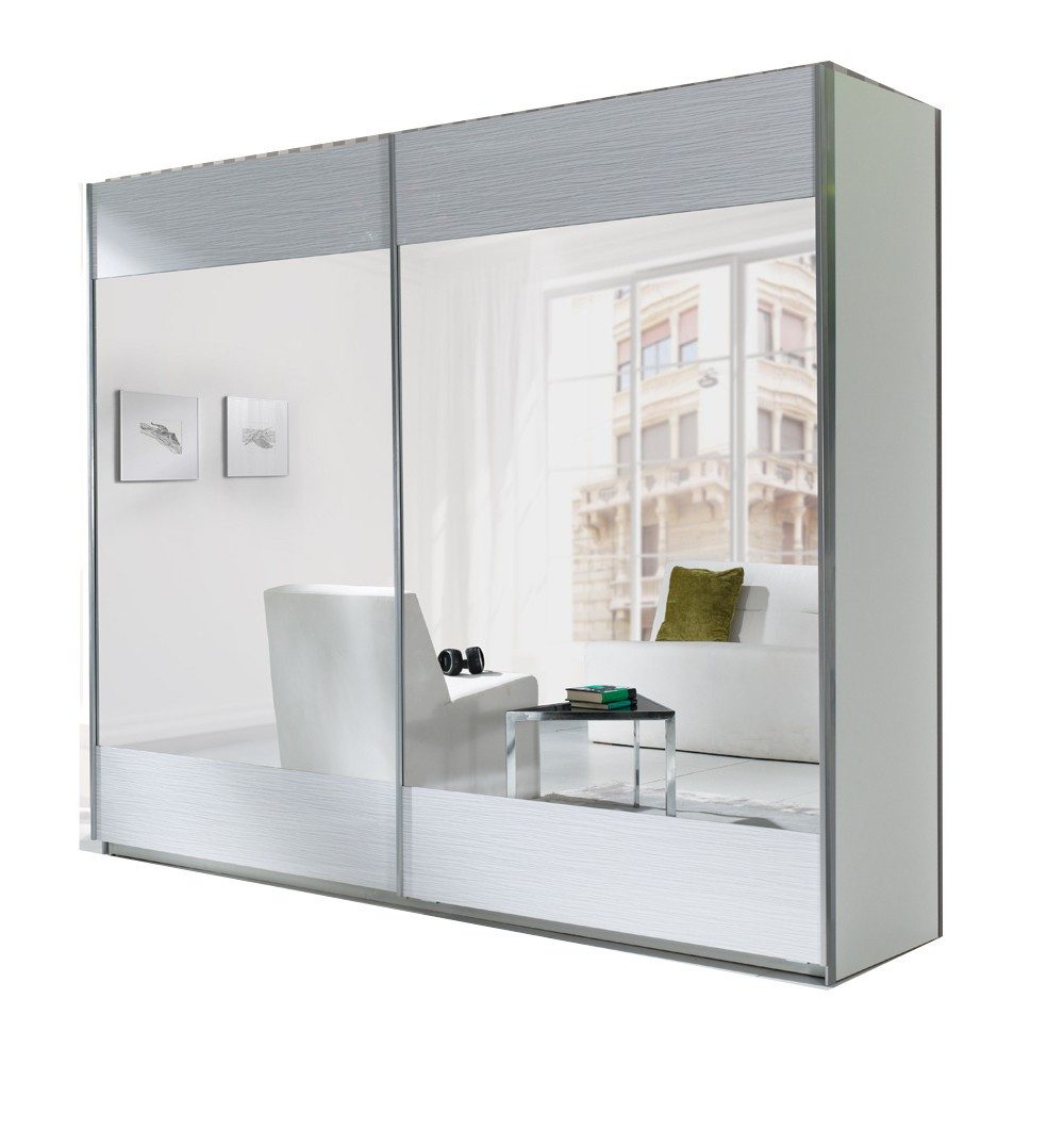 MOEBLO Kleiderschrank MAXI Stripes (Schwebetürenschrank 2-türig Schrank Garderobe Schiebtüren Schlafzimmer) -(BxHxT):244x206x64 cm