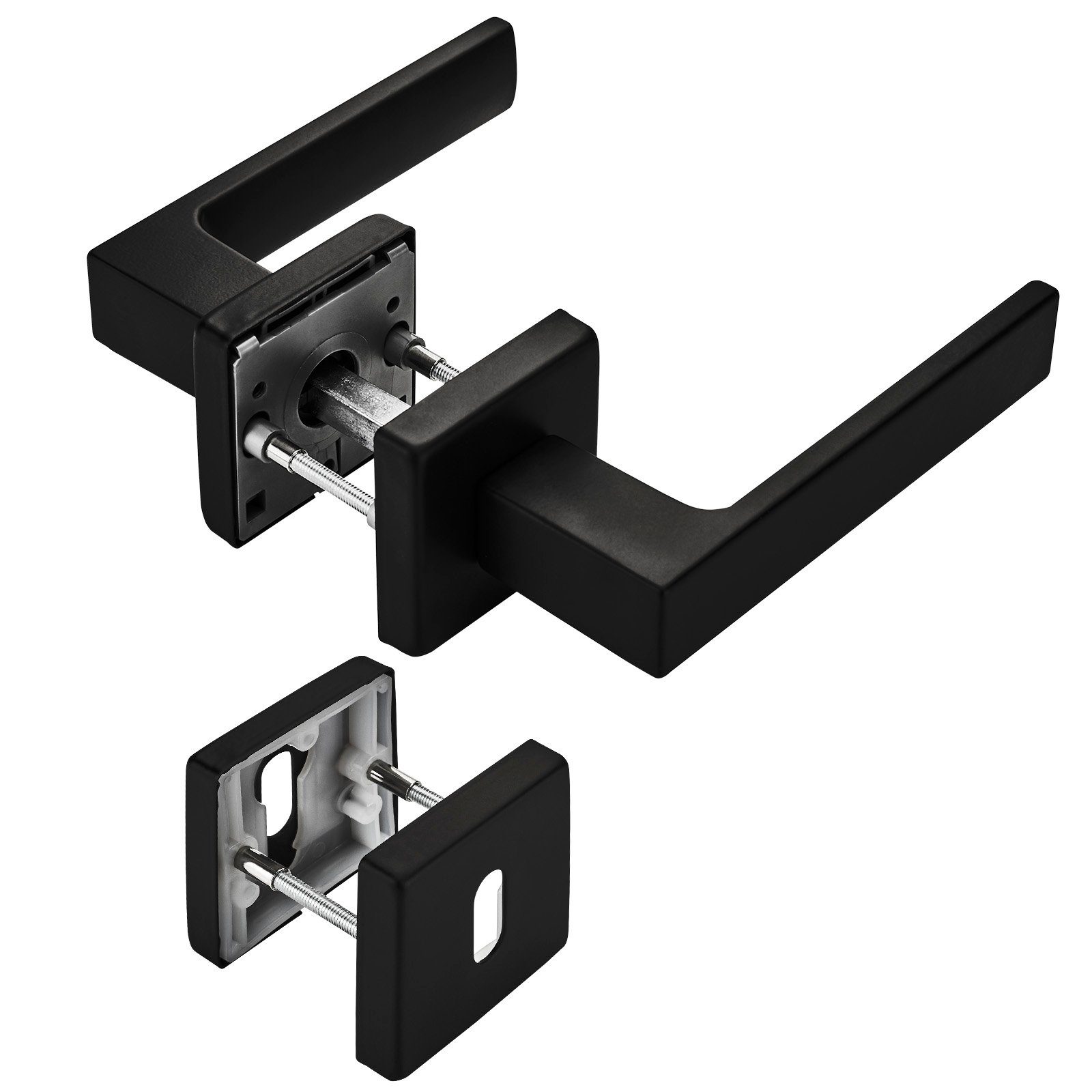 SO-TECH® Drückergarnitur Türdrücker CUBE schwarz 120 x 22 mm Vierkant 8 x 8 mm, Buntbart Türgarnitur für Zimmertür Rosettengarnitur