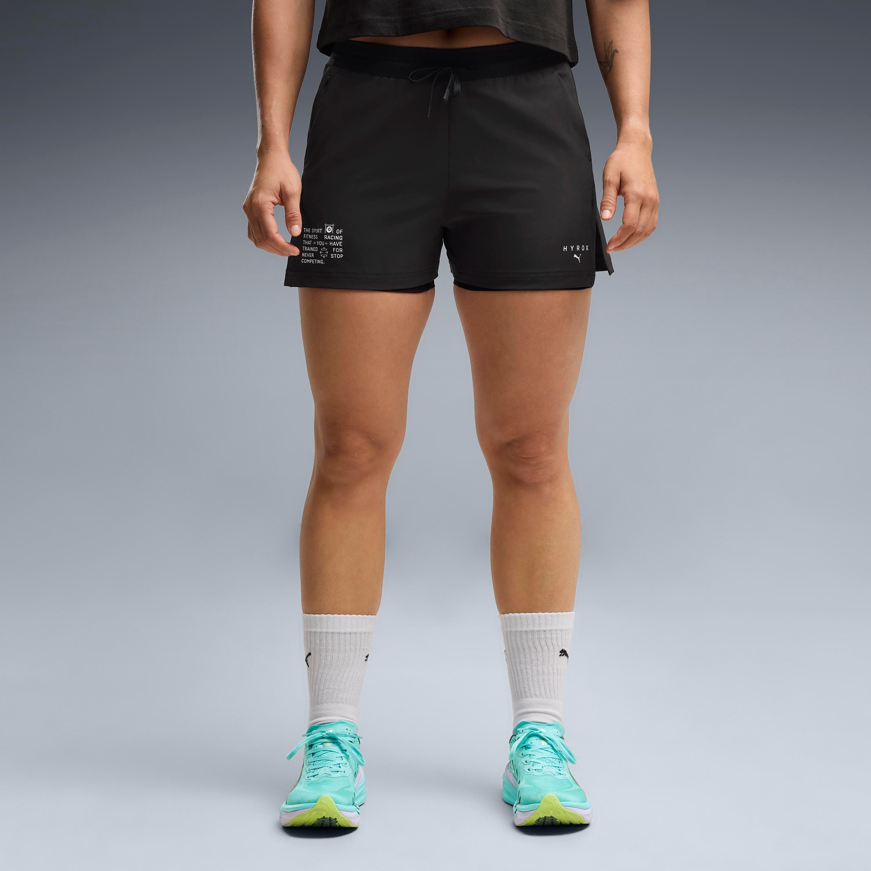 PUMA Trainingsshorts W X HYROX 3 2IN1 SHORT Regular Fit, für Fitness und Workout, sportlicher Stil