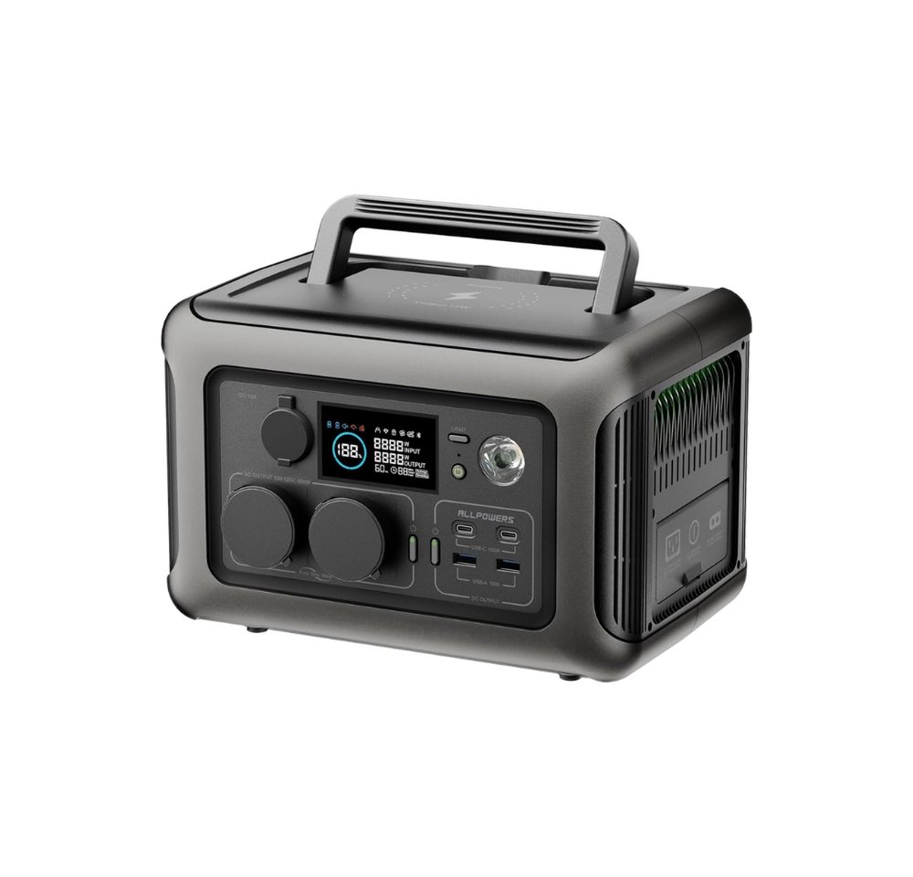 ALLPOWERS Tragbare Powerstation R600, 299 Wh LiFeP04-Akku für Camping Powerstation 80000 mAh (230 V), tragbares Design, Kabellose Ladefläche