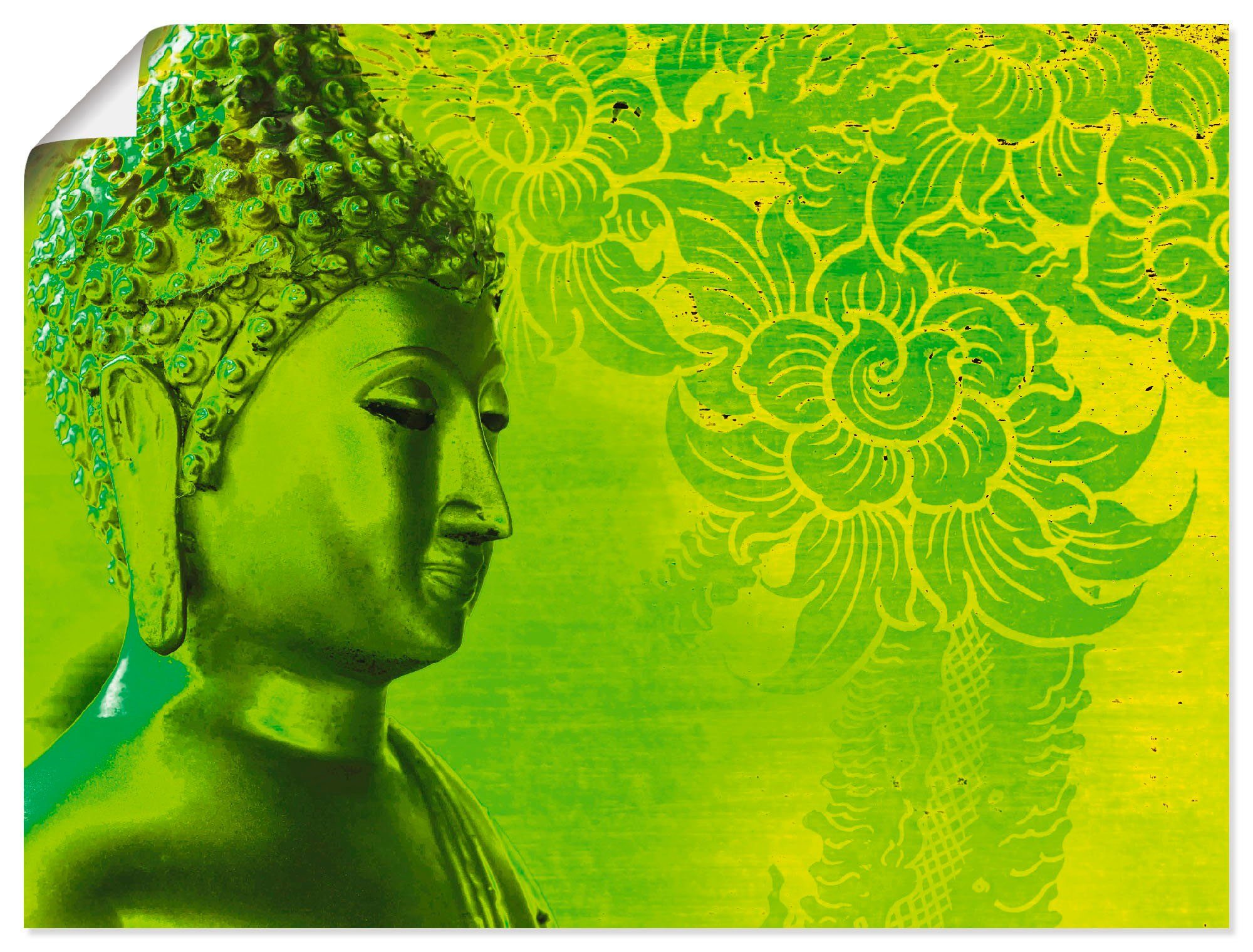 Artland Wandbild Buddha Goldstatue, Religion in Wandaufkleber Leinwandbild, Größen oder (1 St), Alubild, Poster versch. als