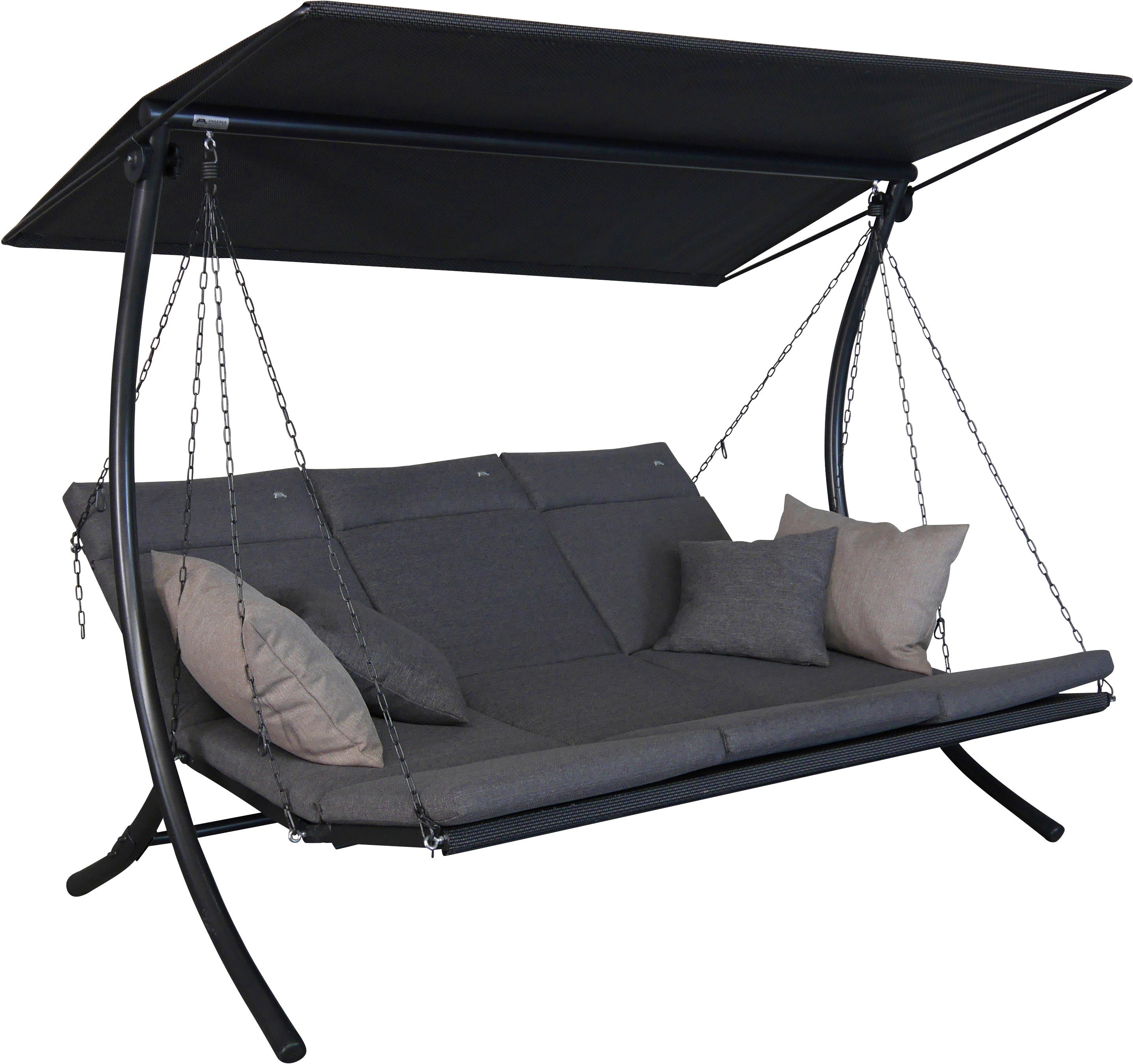 Angerer Freizeitmöbel Hollywoodschaukel Swing wetterfest Smart 3-Sitzer, Bettfunktion, stone