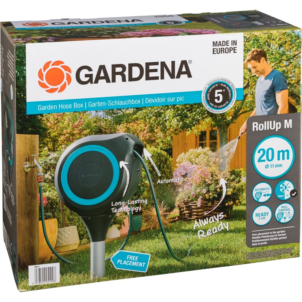 GARDENA Gartenschlauch Garten-Schlauchbox RollUp M (türkis) 20 m